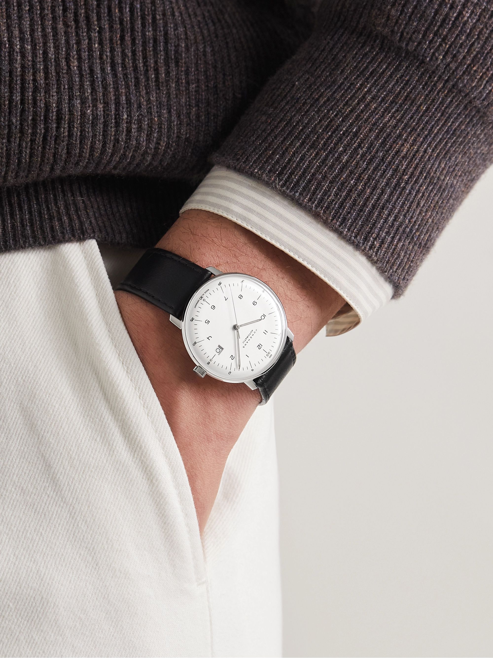 White Max Bill Automatic 38mm Stainless Steel and Leather Watch, Ref. No.  027/4700.02 | JUNGHANS | MR PORTER