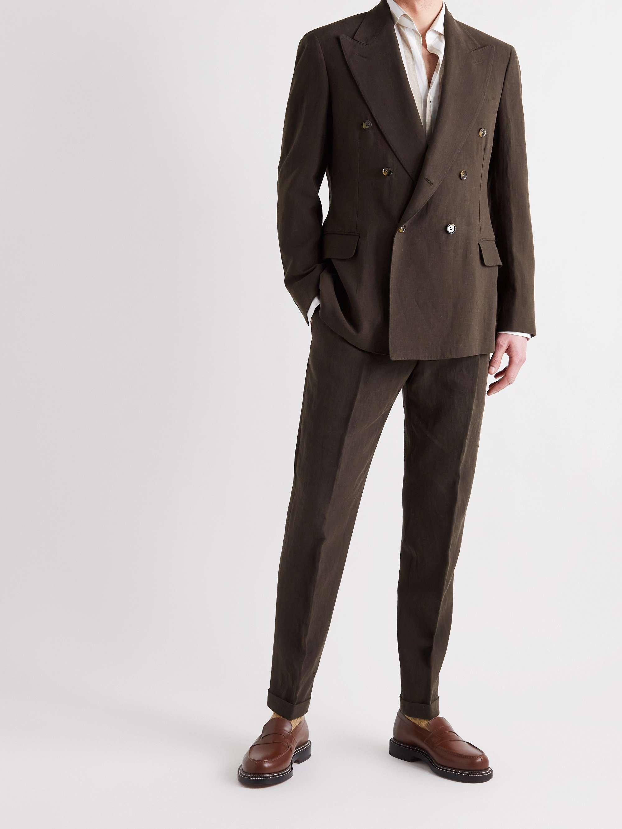 LORO PIANA Double-Breasted Rain System Linen Suit Jacket | MR PORTER