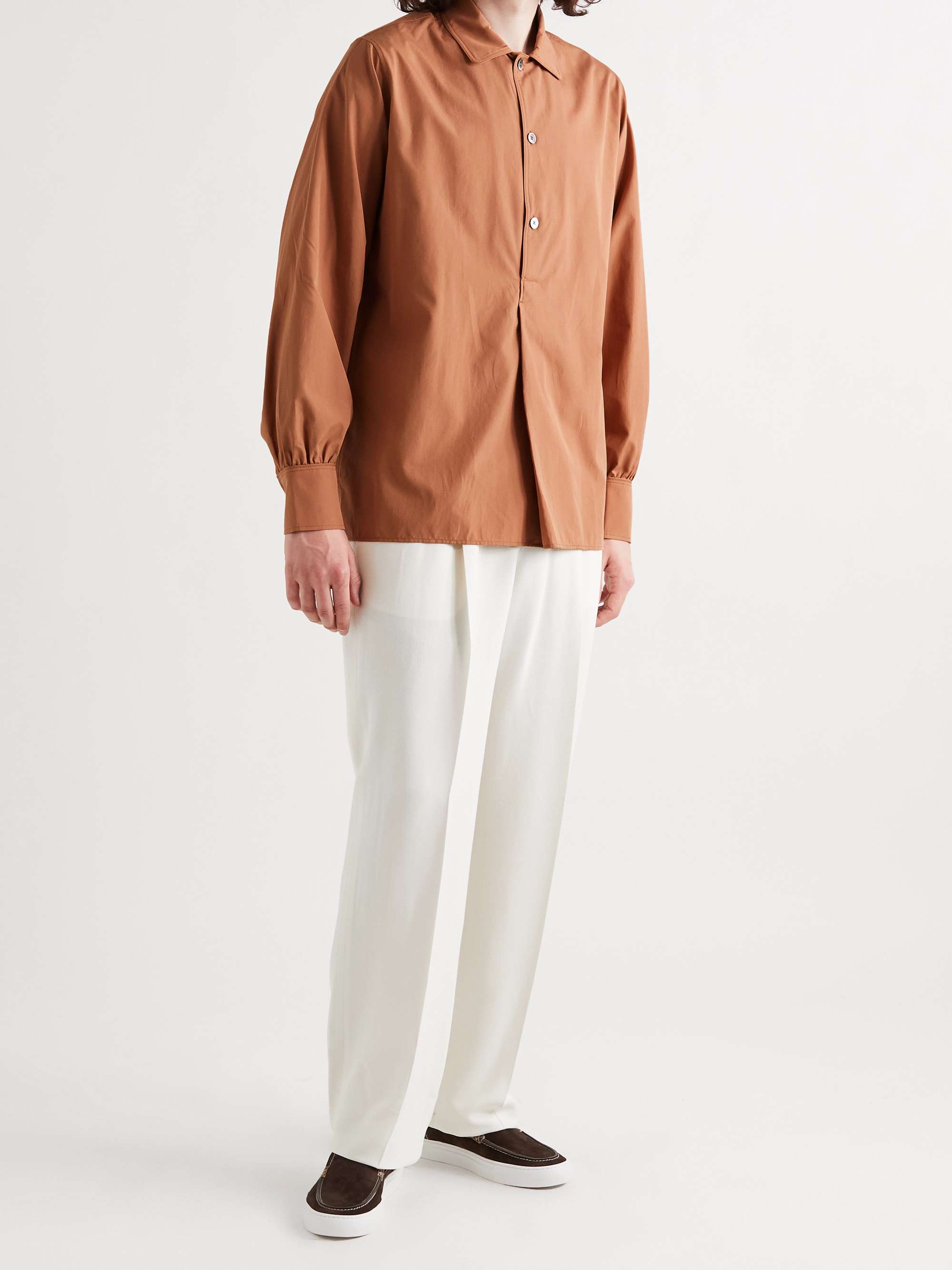 Julian Cotton and Silk-Blend Half-Placket Shirt