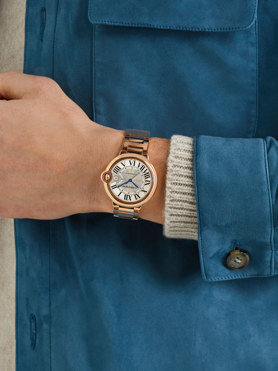 Shop Cartier Ballon Bleu De  Automatic 40mm 18-karat Pink Gold Watch, Ref. No. Wgbb0039 In White