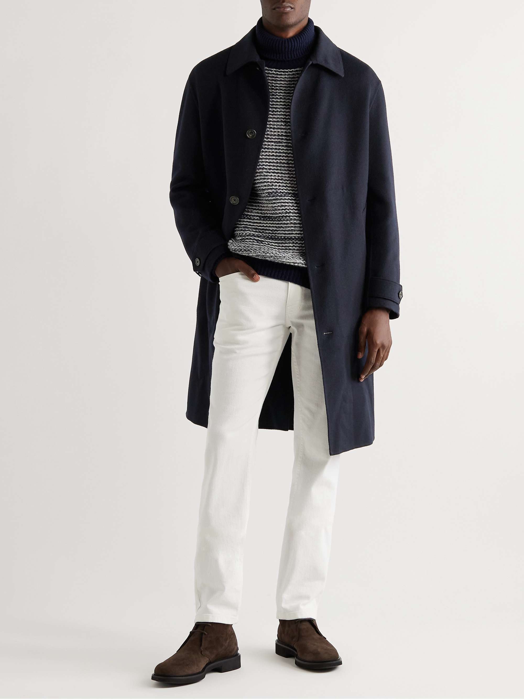LORO PIANA Bigli Leather-Trimmed Cashmere Coat for Men | MR PORTER