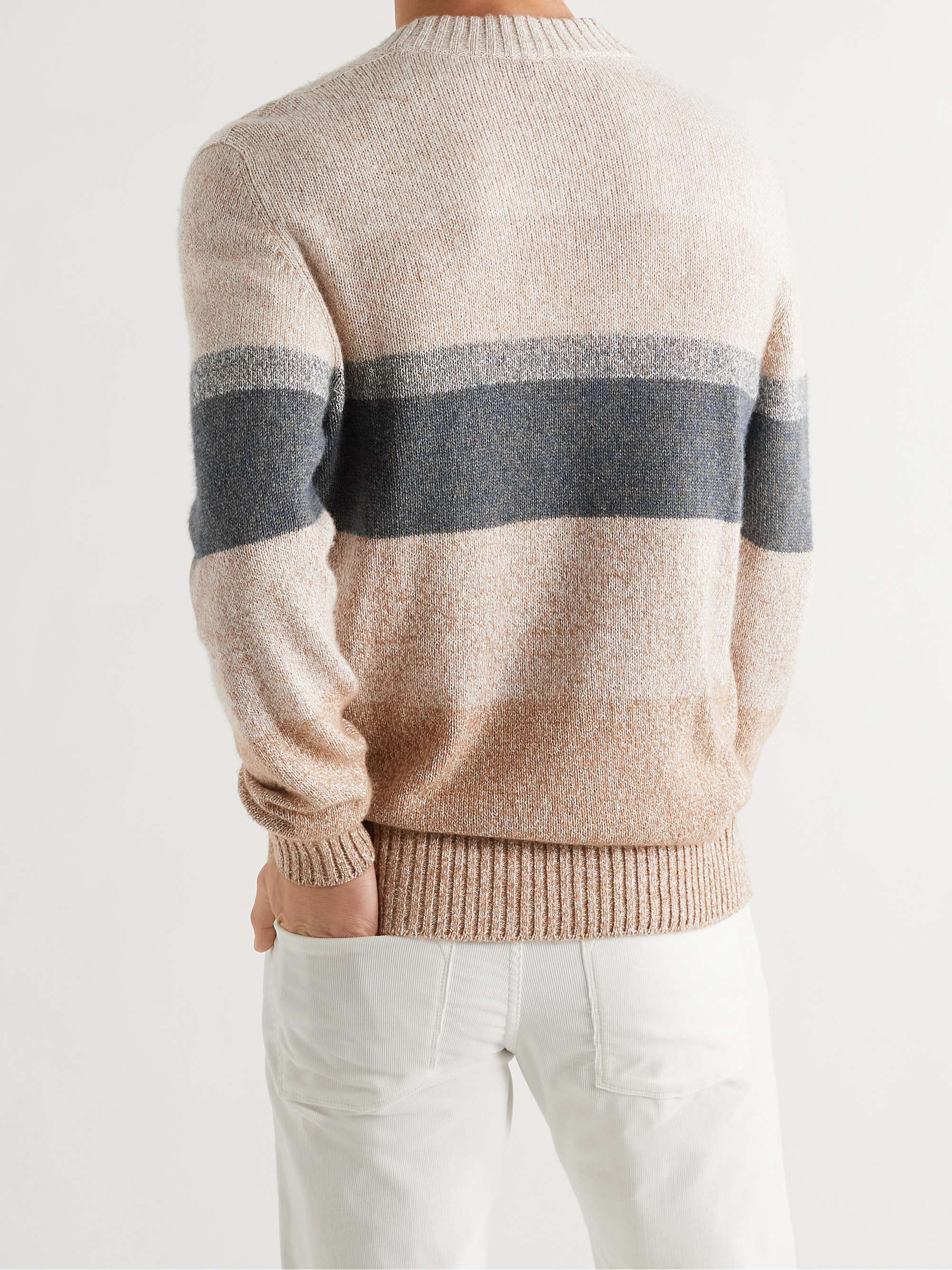 Beige Striped Silk, Camel and Cashmere-Blend Sweater | LORO PIANA | MR  PORTER