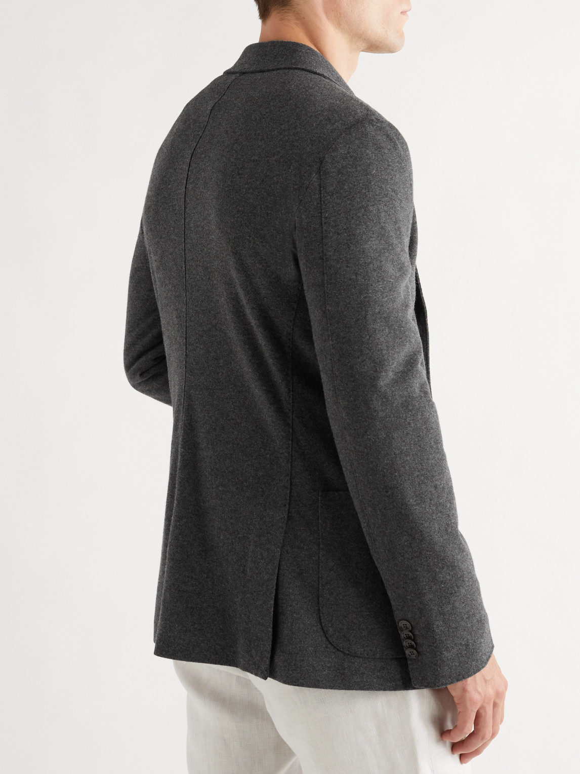 Shop Loro Piana Slim-fit Unstructured Virgin Wool And Cashmere-blend Jersey Blazer In Gray