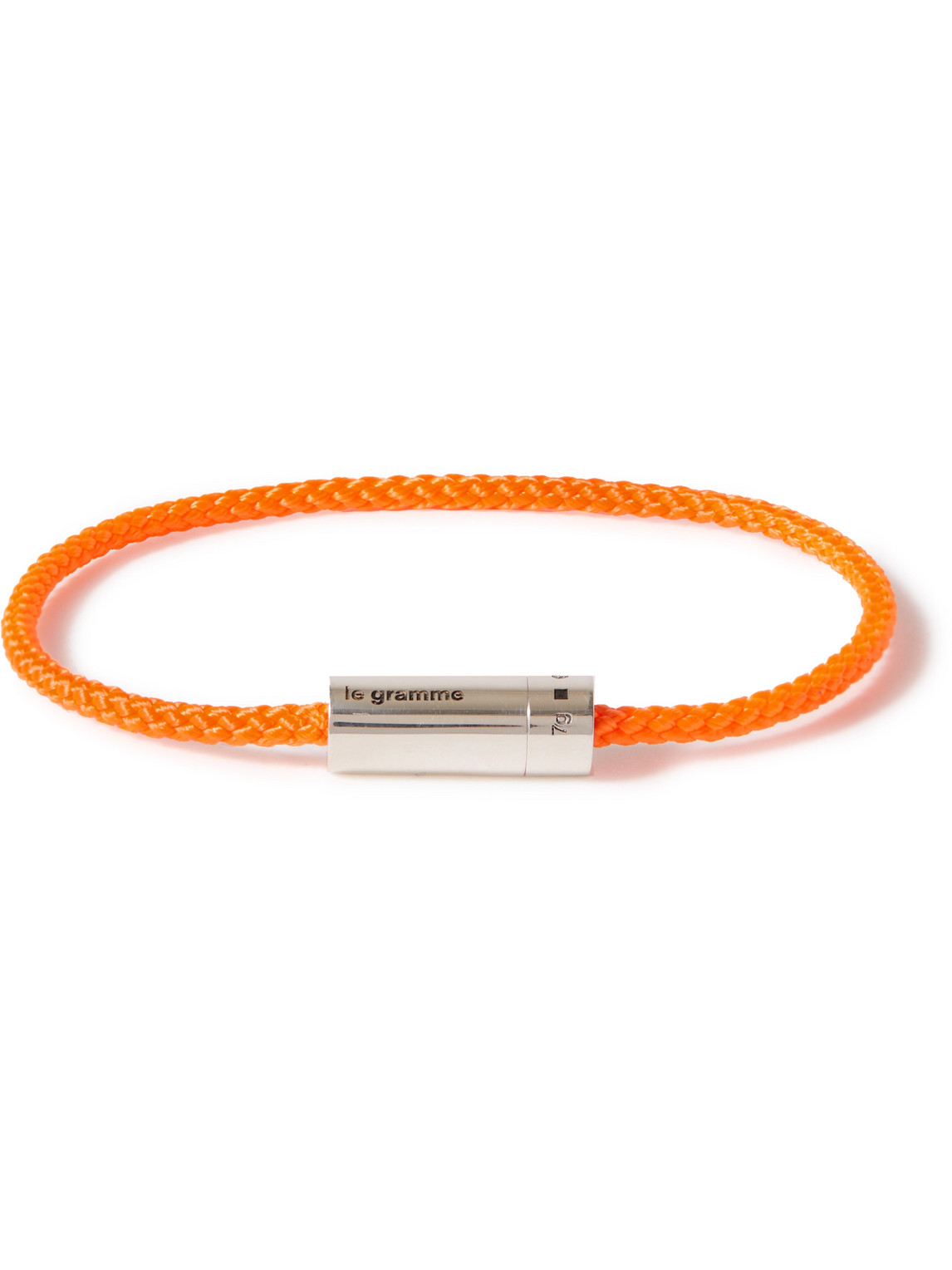 Le Gramme 5g Braided Cord And Sterling Silver Bracelet In Orange