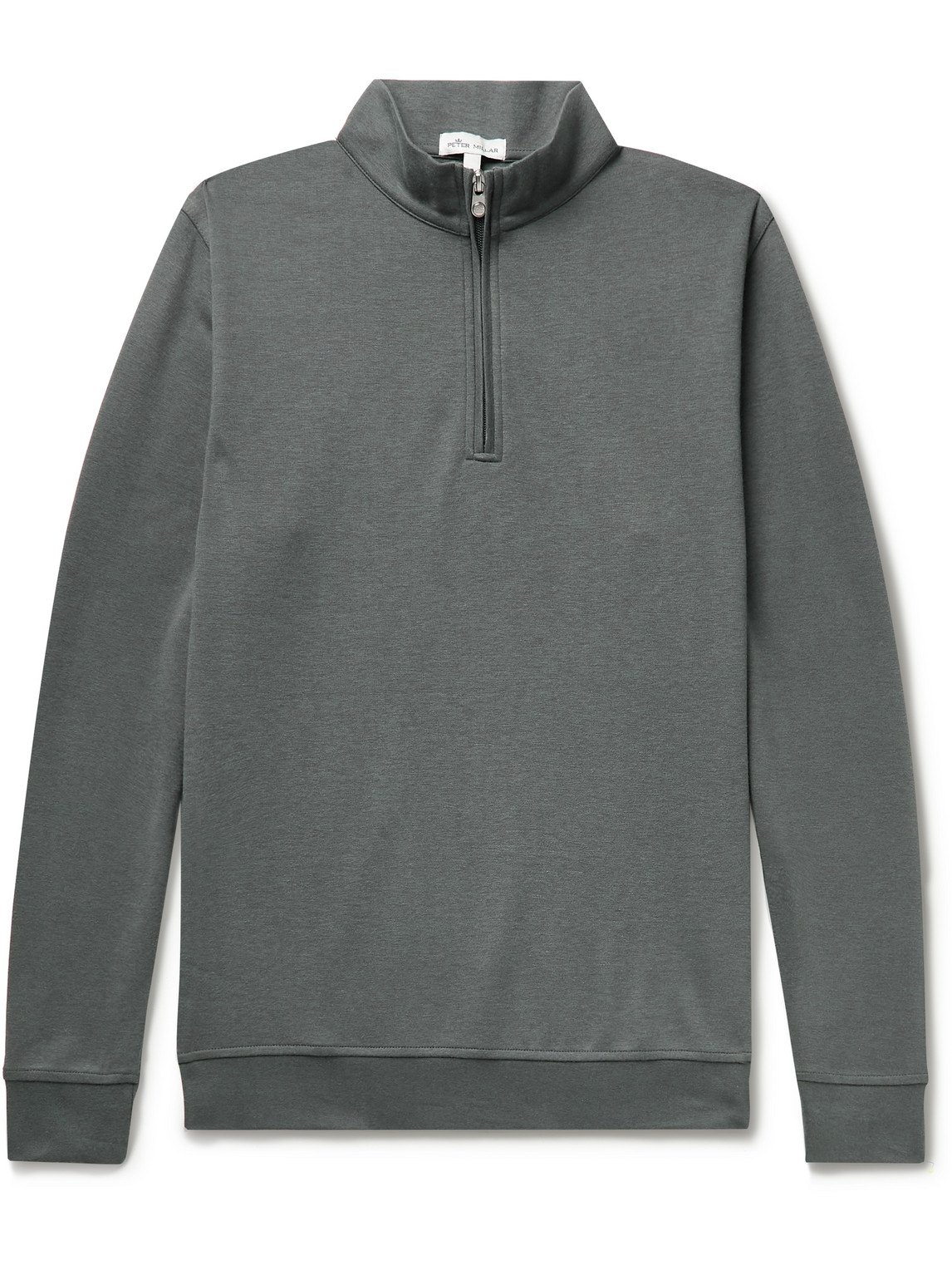 Peter Millar Crown Mélange Stretch Cotton And Modal-blend Half-zip Sweatshirt In Grey