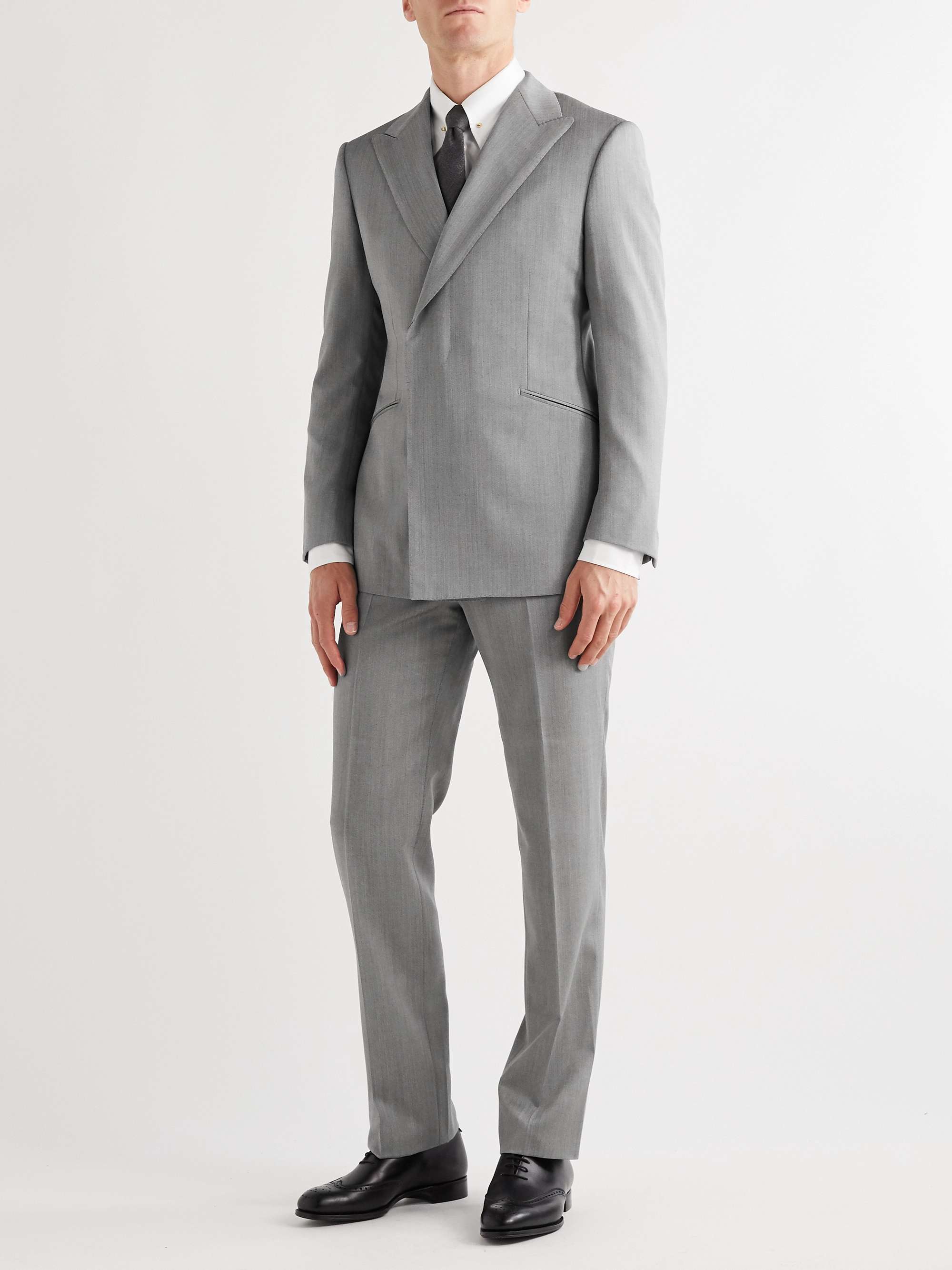 KINGSMAN Conrad Slim-Fit Double-Breasted Herringbone Wool Suit Jacket | MR  PORTER