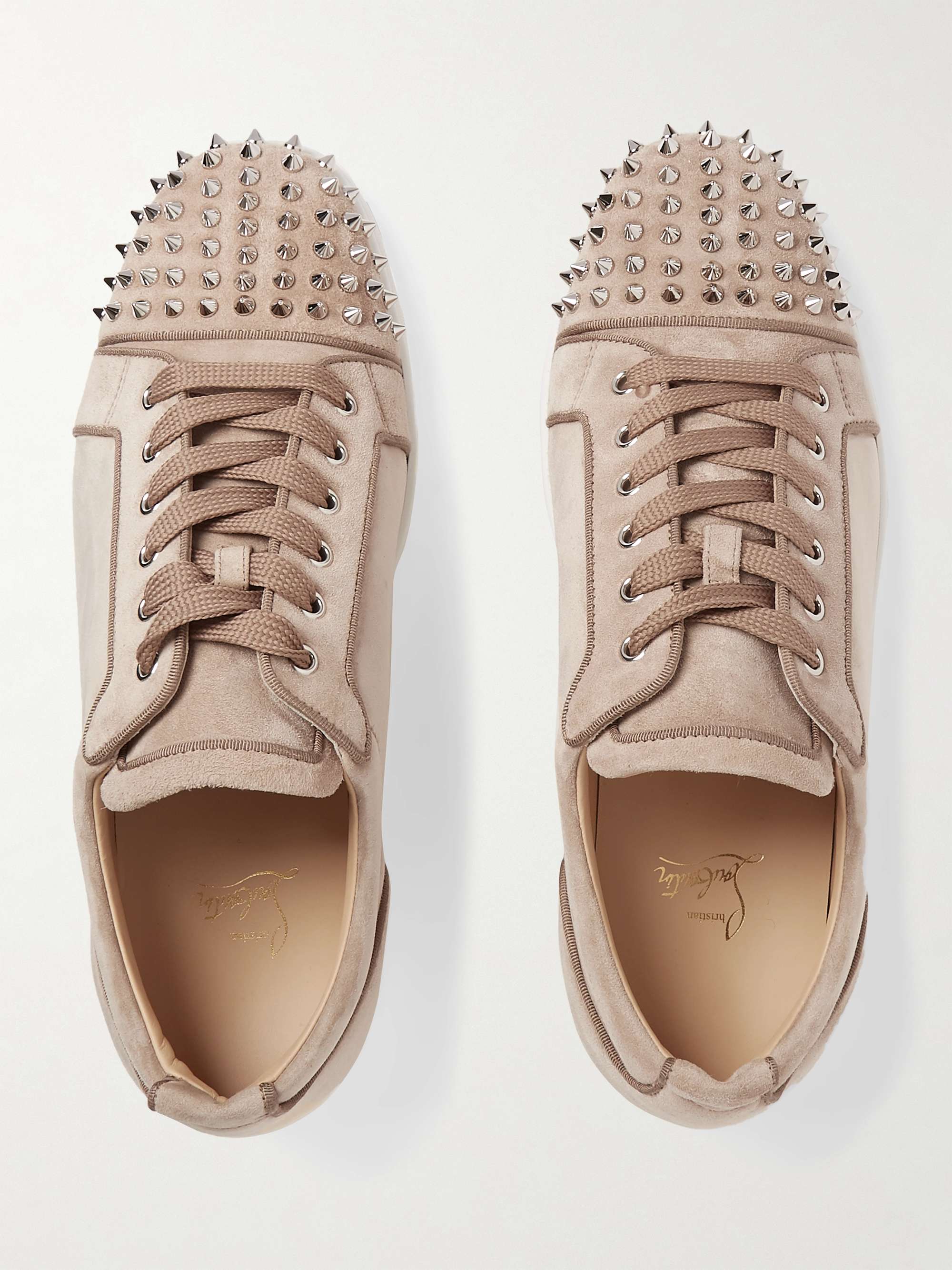 CHRISTIAN LOUBOUTIN Louis Junior Spikes Cap-Toe Suede Sneakers for Men