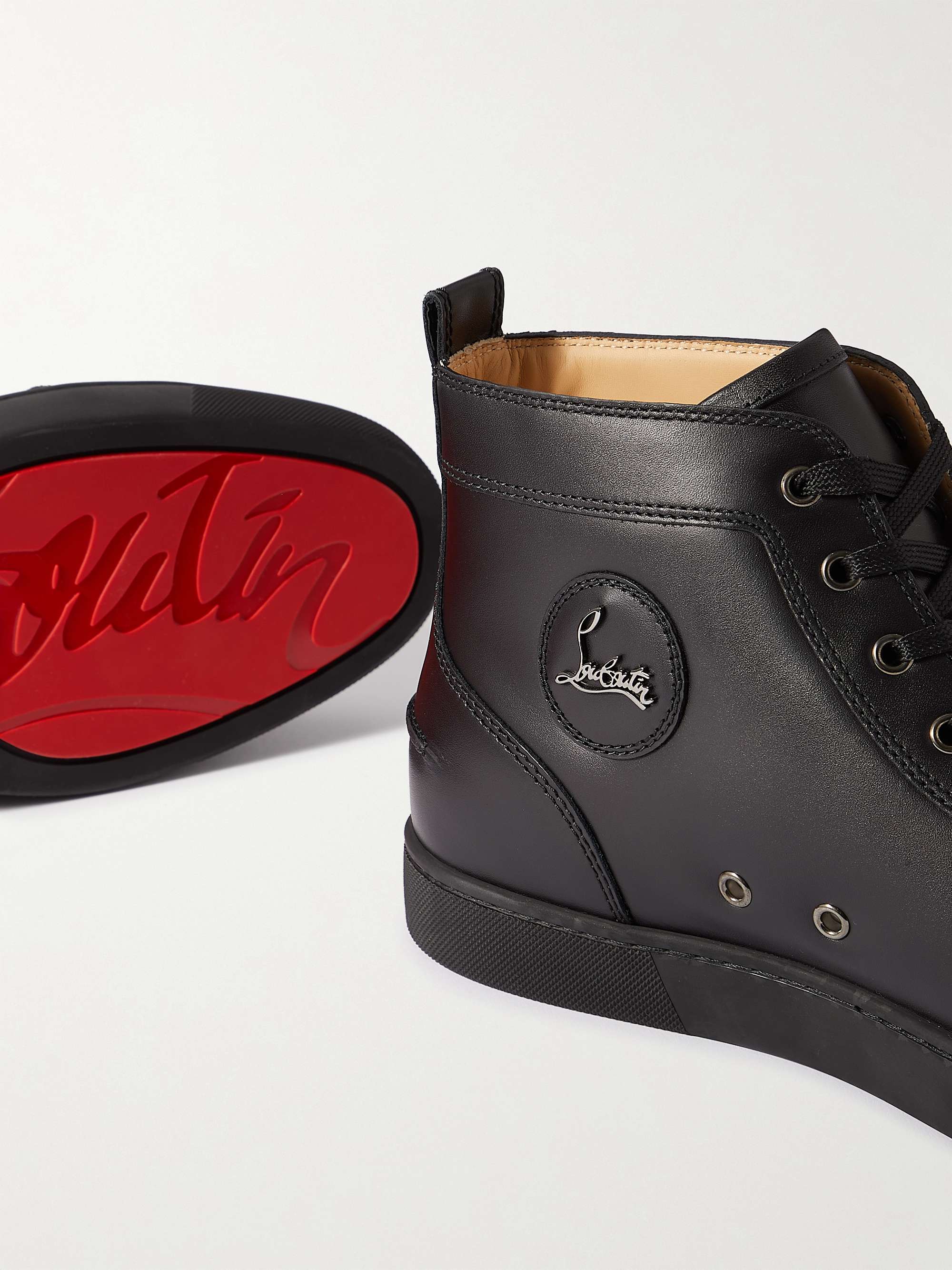 CHRISTIAN LOUBOUTIN Louis Leather High-Top Sneakers | MR PORTER