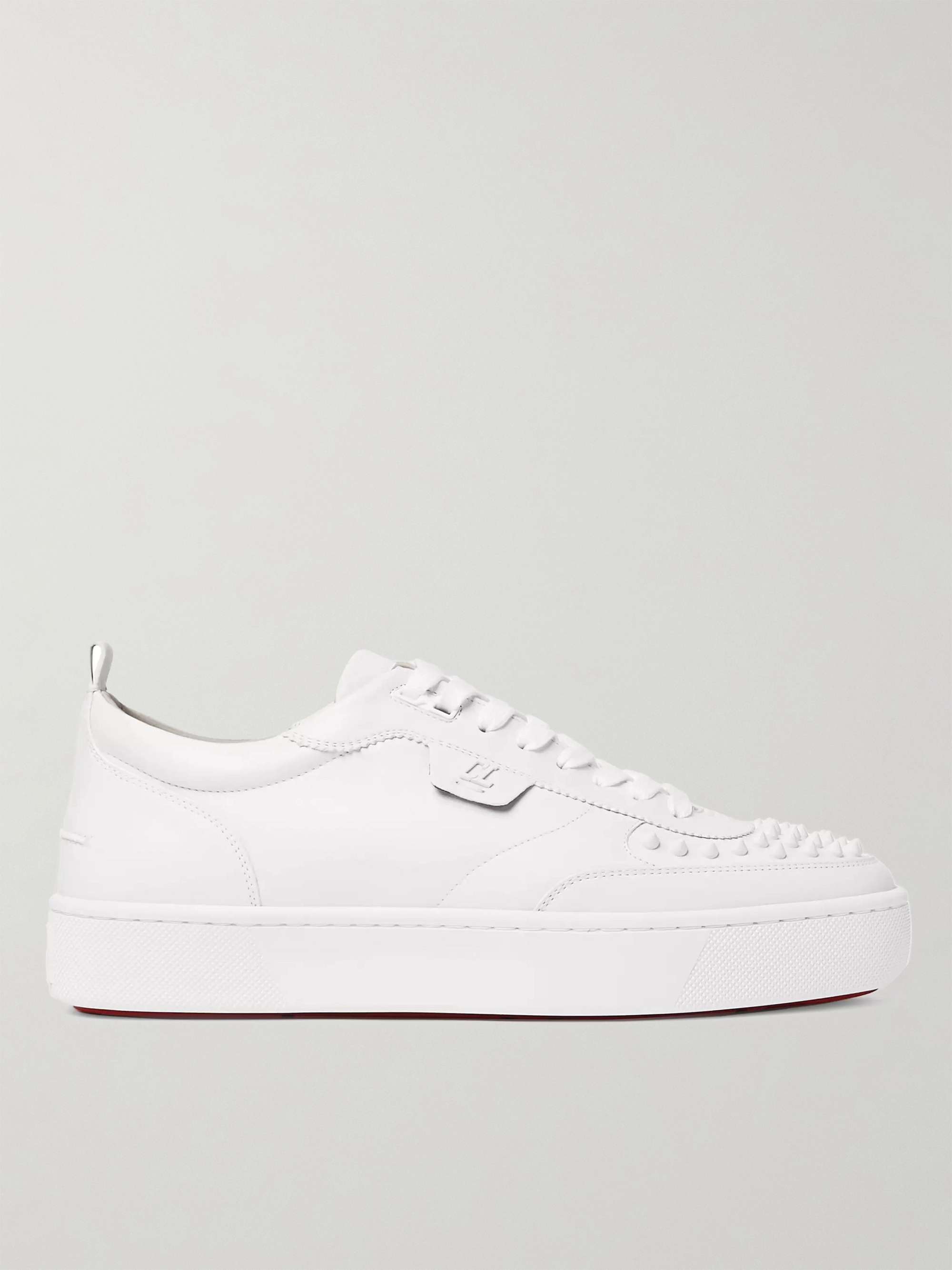 White Happyrui Spiked Leather Sneakers | CHRISTIAN LOUBOUTIN | MR PORTER