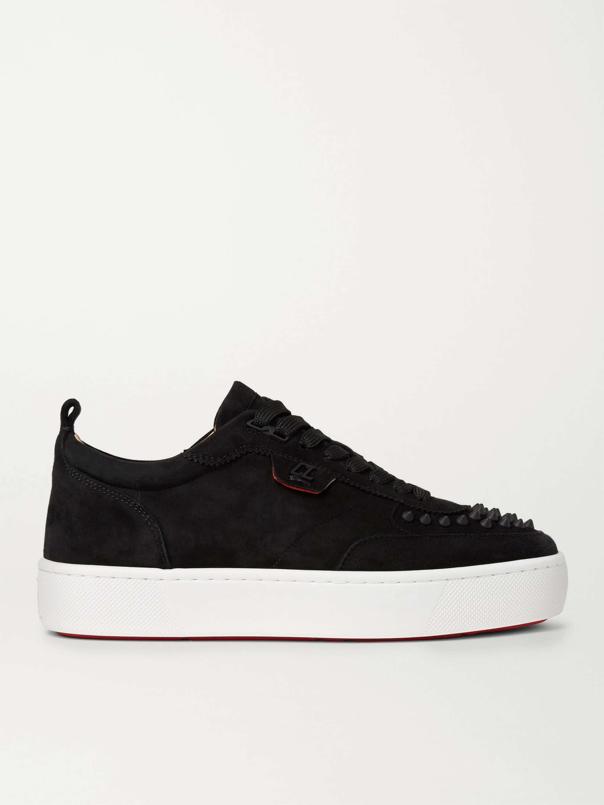CHRISTIAN LOUBOUTIN Happyrui Spiked Suede Sneakers | MR PORTER