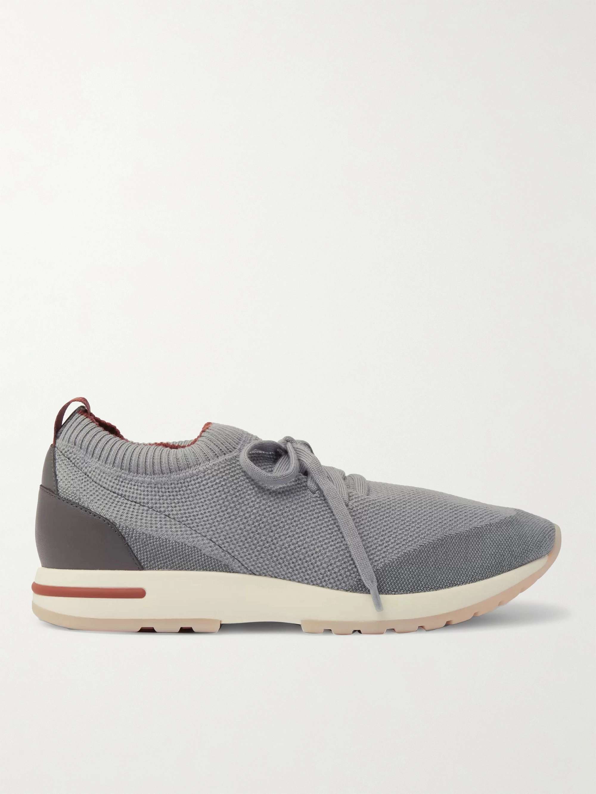 Gray 360 Flexy Walk Leather-Trimmed Knitted Wish Wool Sneakers | LORO PIANA  | MR PORTER