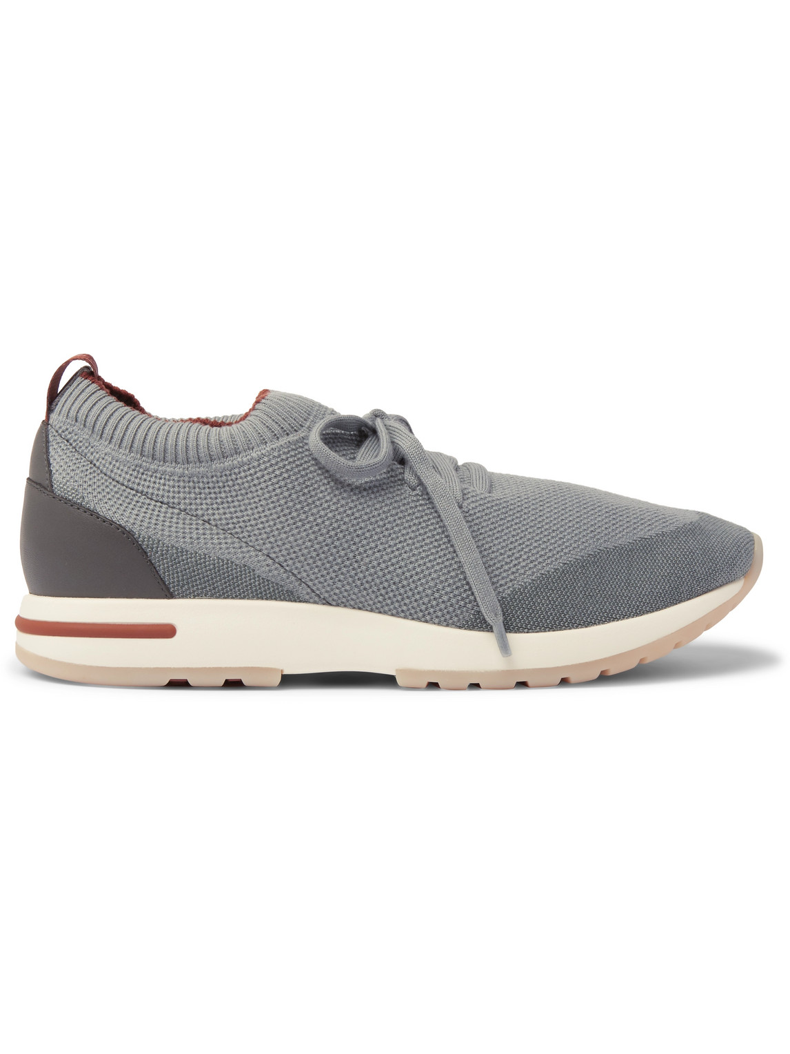 Loro Piana 360 Flexy Walk Leather-trimmed Knitted Wish Wool Sneakers In Gray