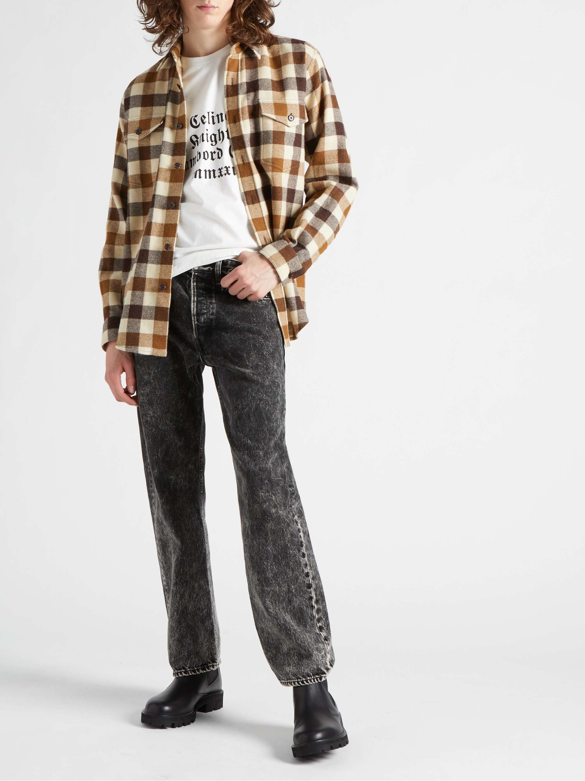 CELINE Checked Wool-Blend Flannel Shirt | MR PORTER