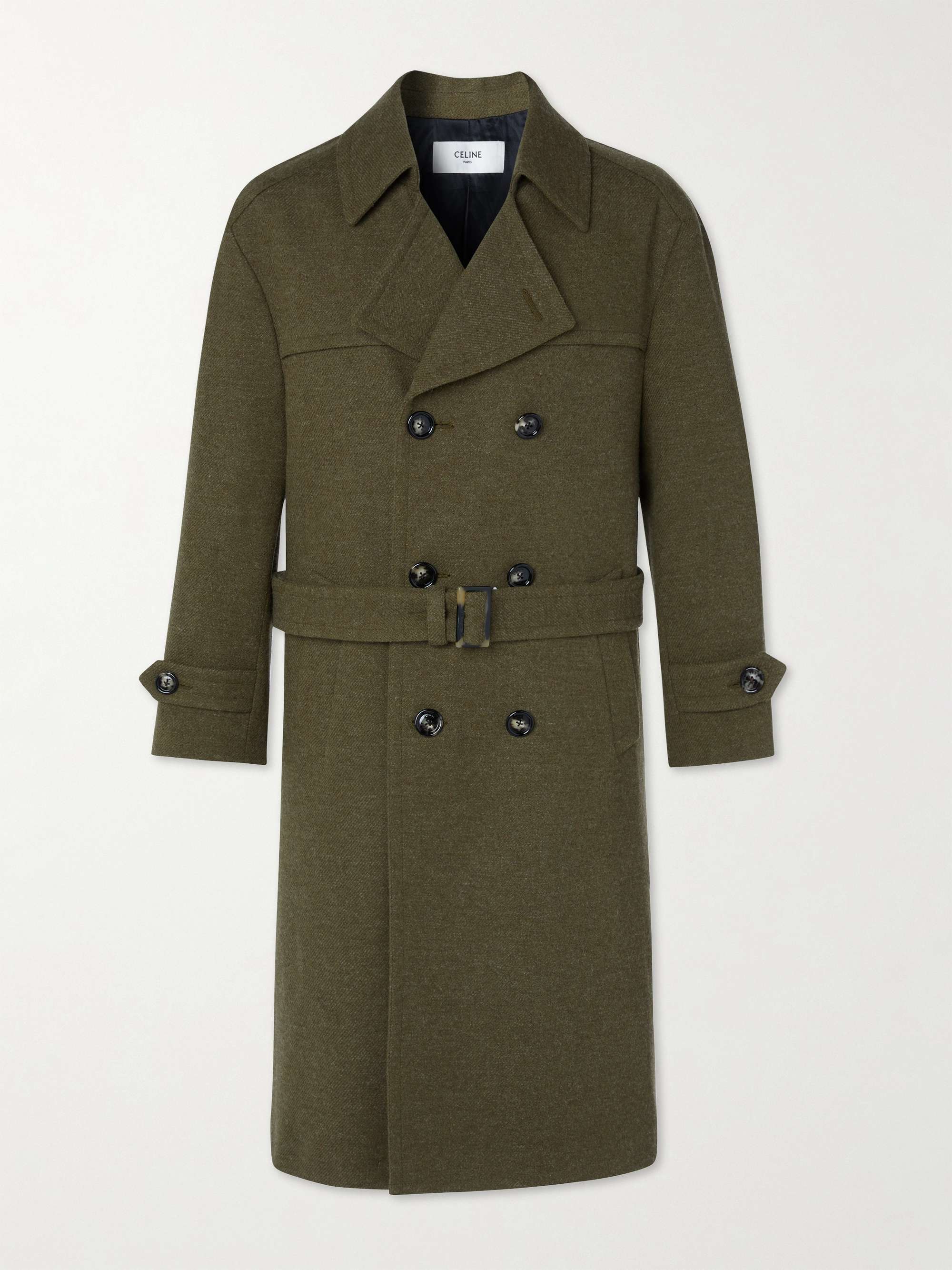 Green Oversized Double-Breasted Wool Trench Coat | CELINE HOMME | MR PORTER