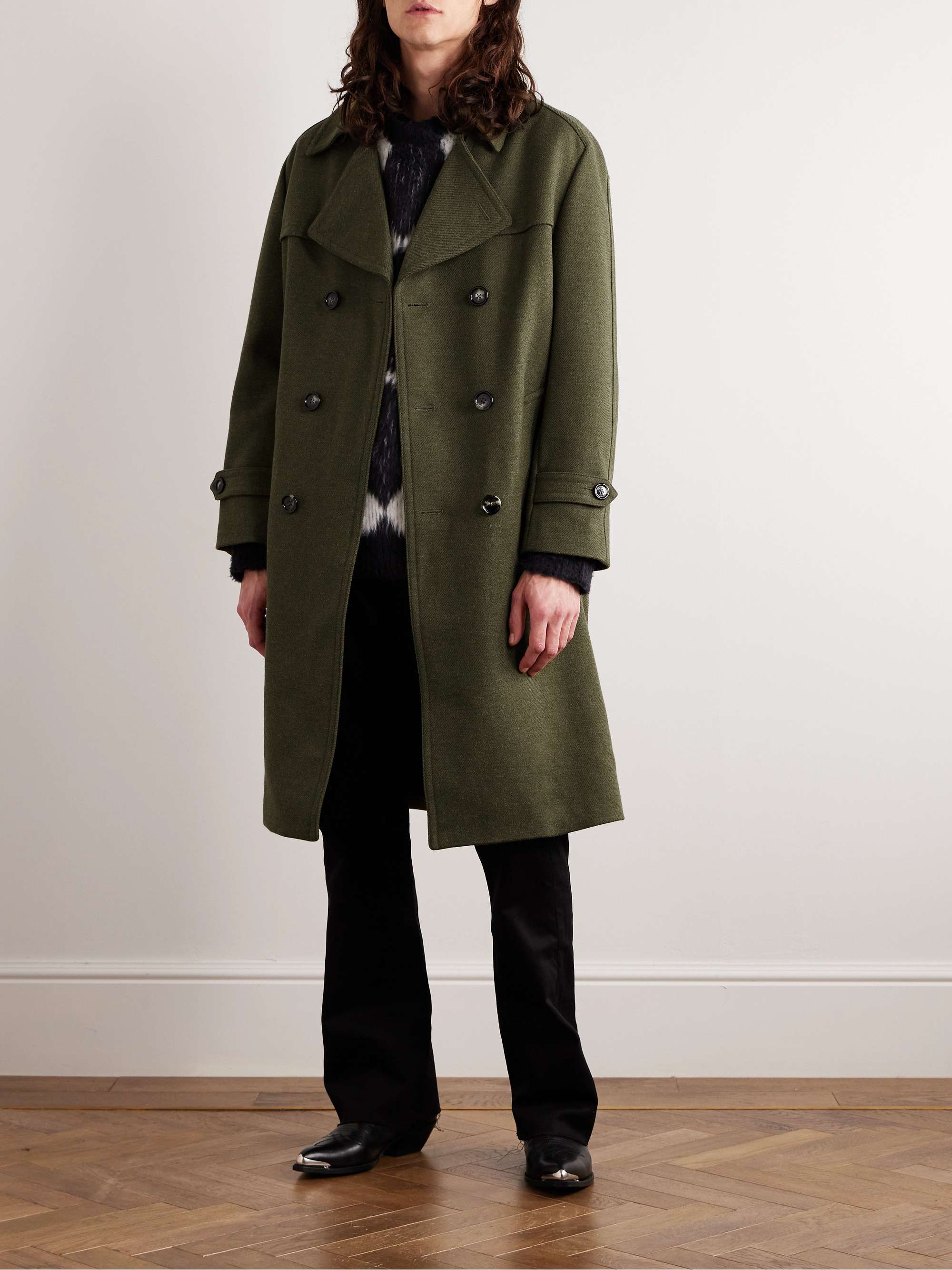 CELINE HOMME Oversized Double-Breasted Wool Trench Coat | MR PORTER