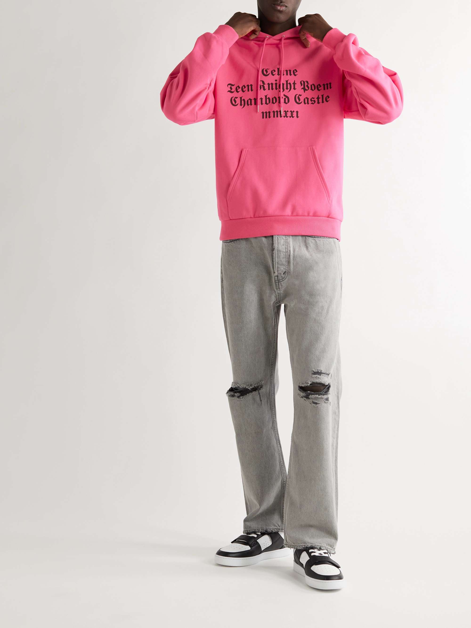 Pink Printed Cotton-Jersey Hoodie | CELINE HOMME | MR PORTER