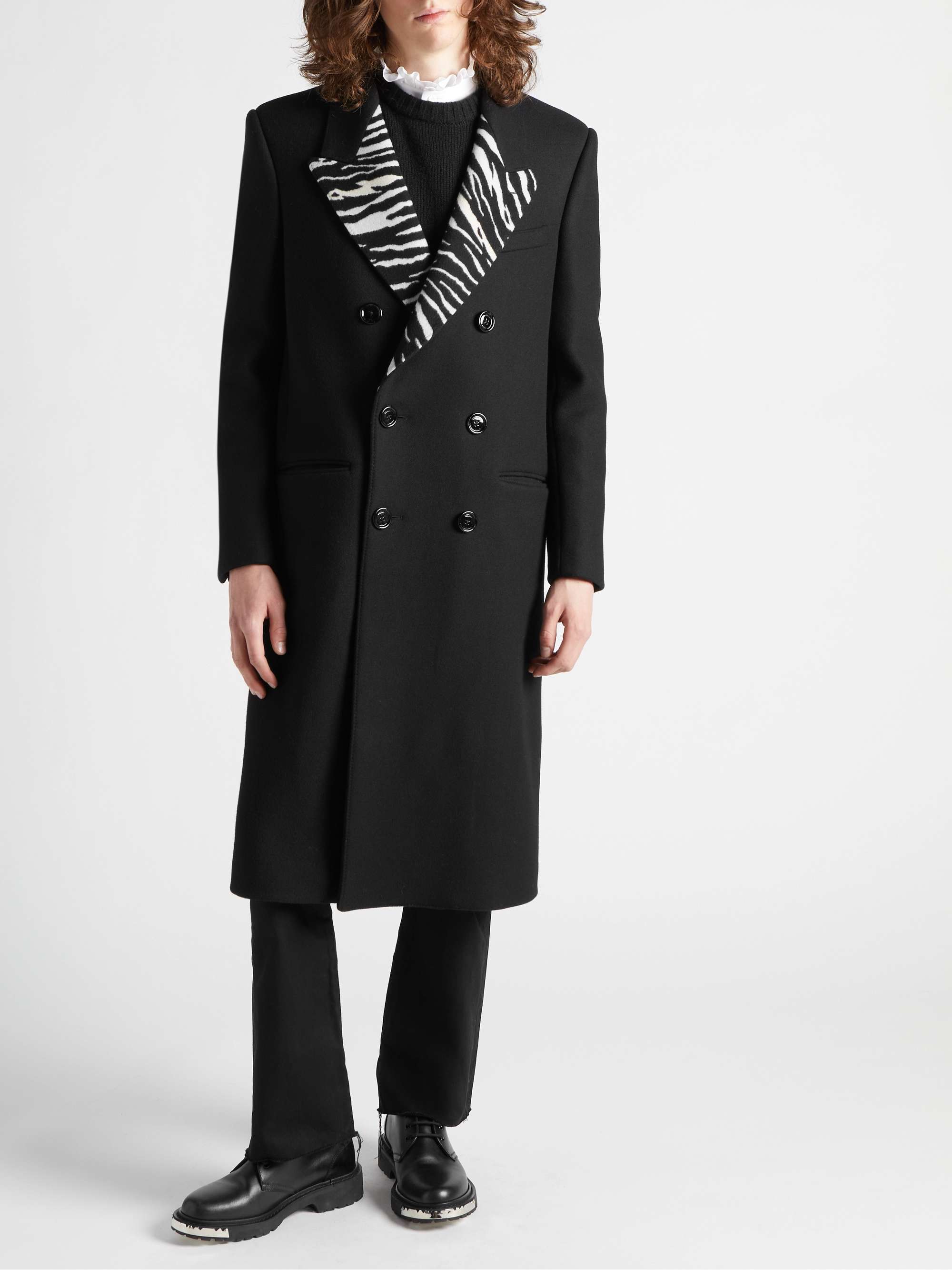 Black Double-Breasted Wool-Blend Overcoat | CELINE HOMME | MR PORTER