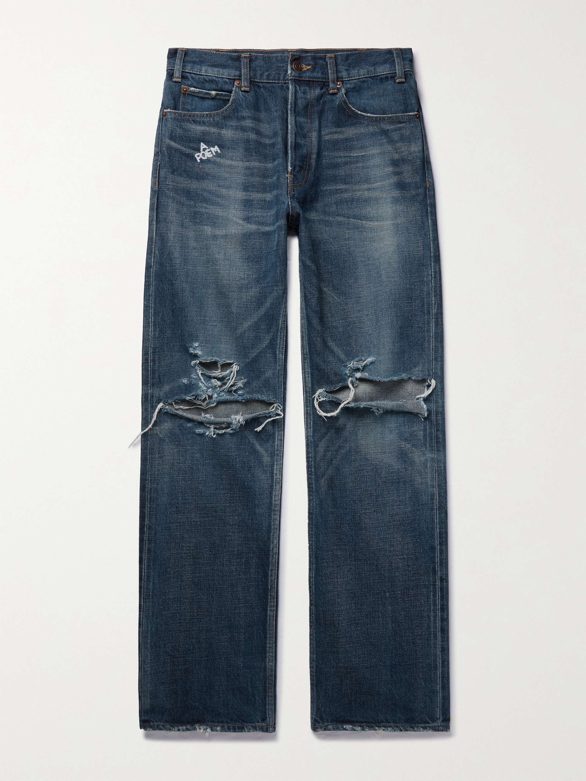 CELINE HOMME Kurt Distressed Selvedge Jeans | MR PORTER