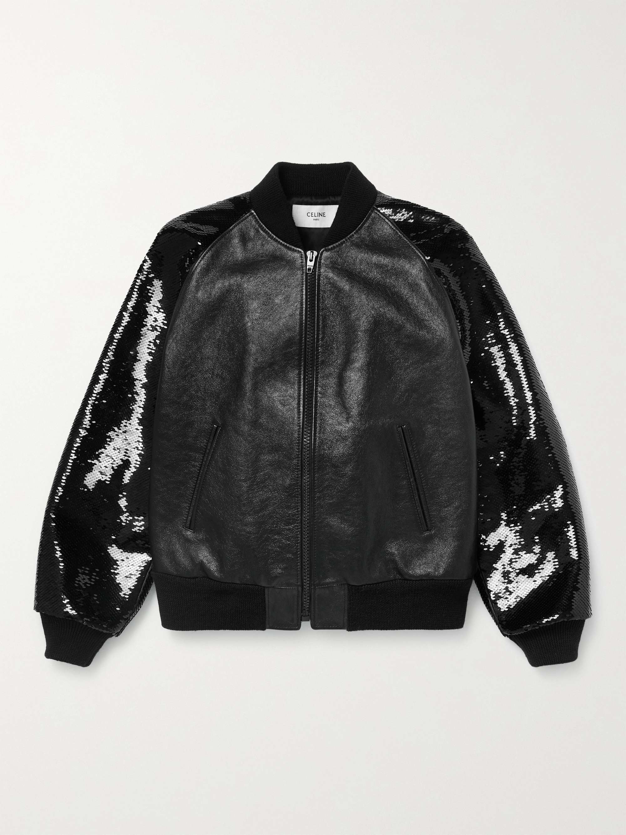 CELINE HOMME Sequin-Embellished Leather Blouson Jacket for Men | MR PORTER
