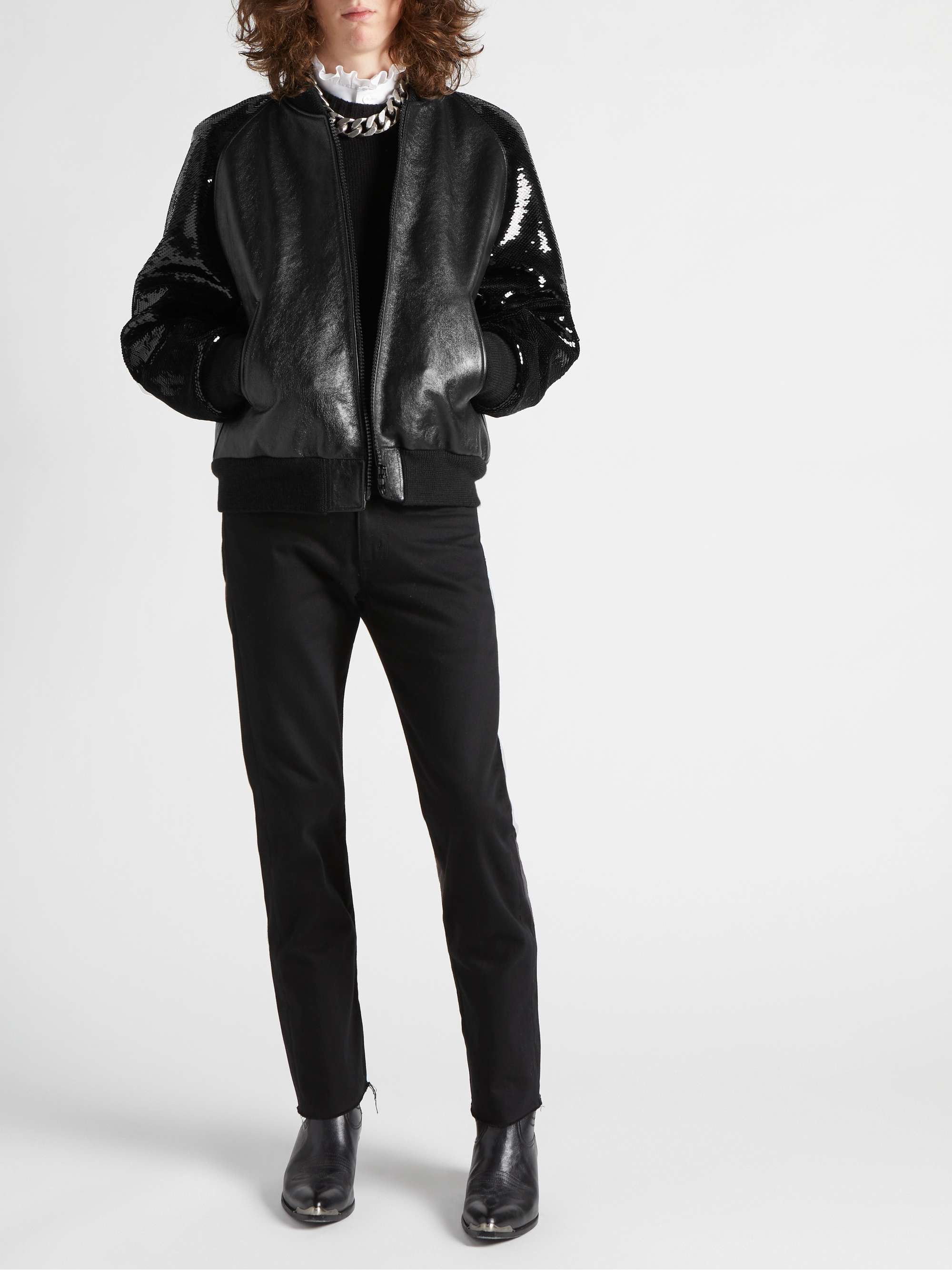 CELINE HOMME Sequin-Embellished Leather Blouson Jacket for Men | MR PORTER