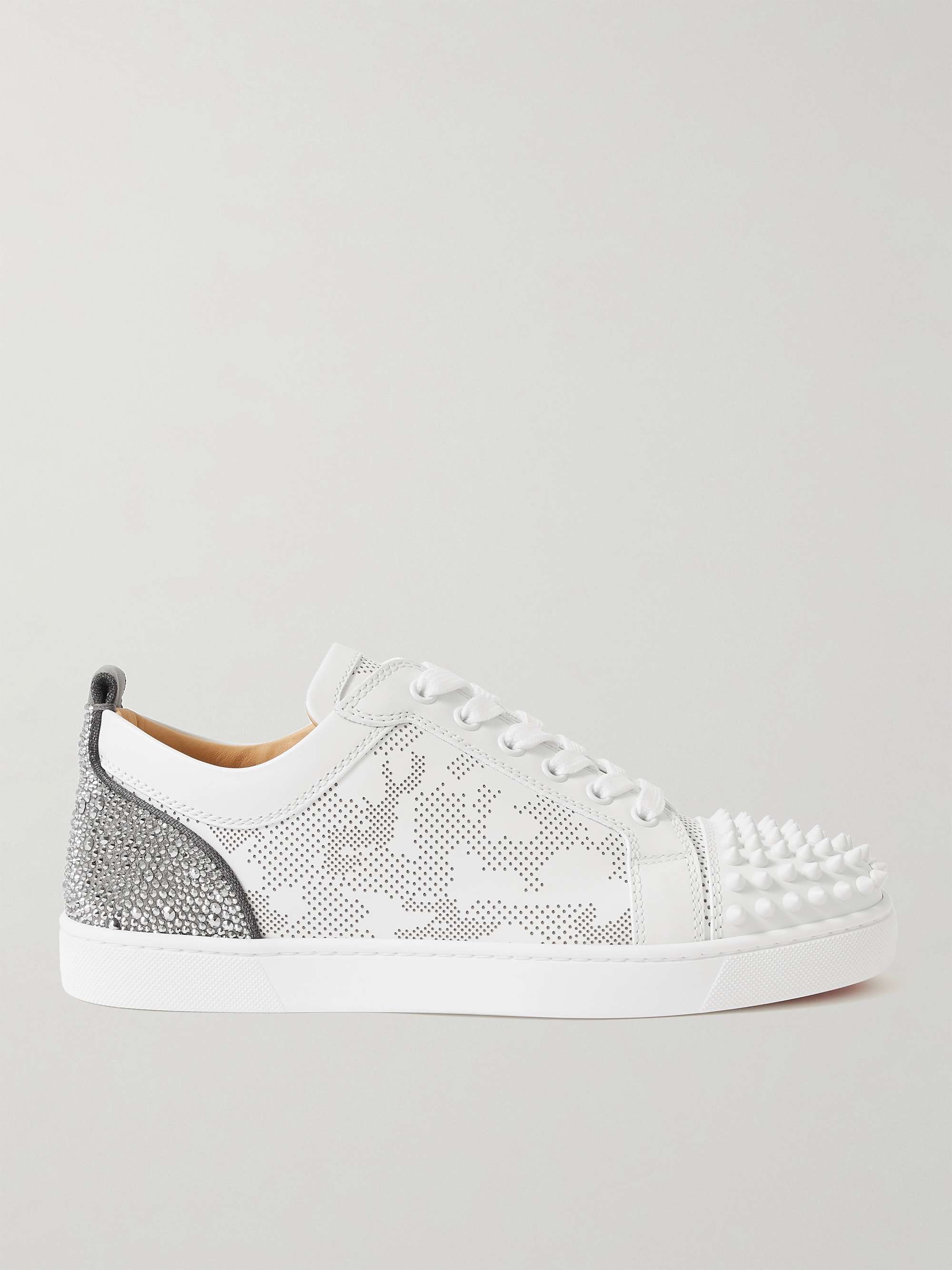 CHRISTIAN LOUBOUTIN Louis Junior Spikes Embellished Perforated Leather  Sneakers | MR PORTER