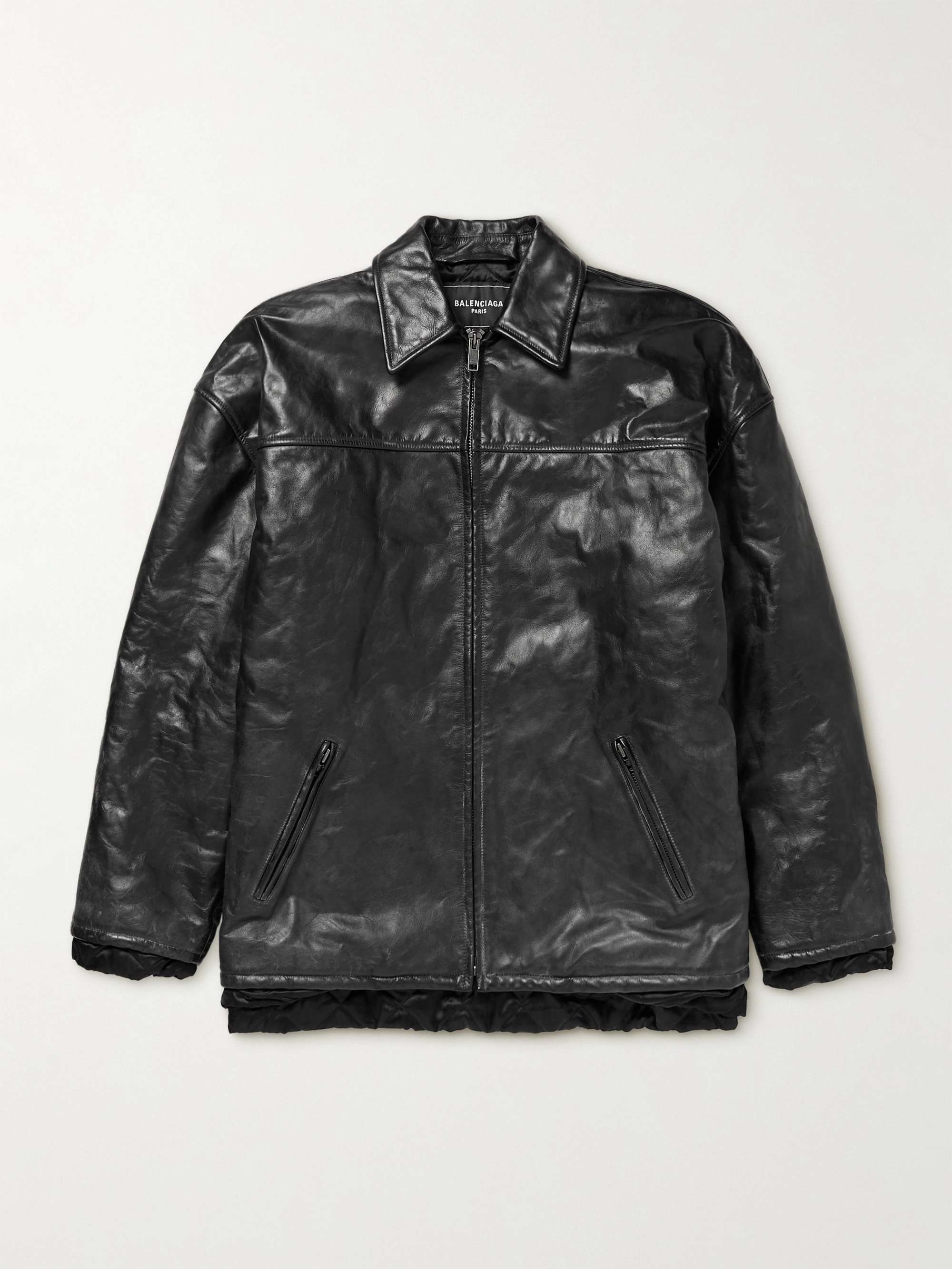 BALENCIAGA Oversized Padded Crinkled-Leather Jacket for Men | MR PORTER