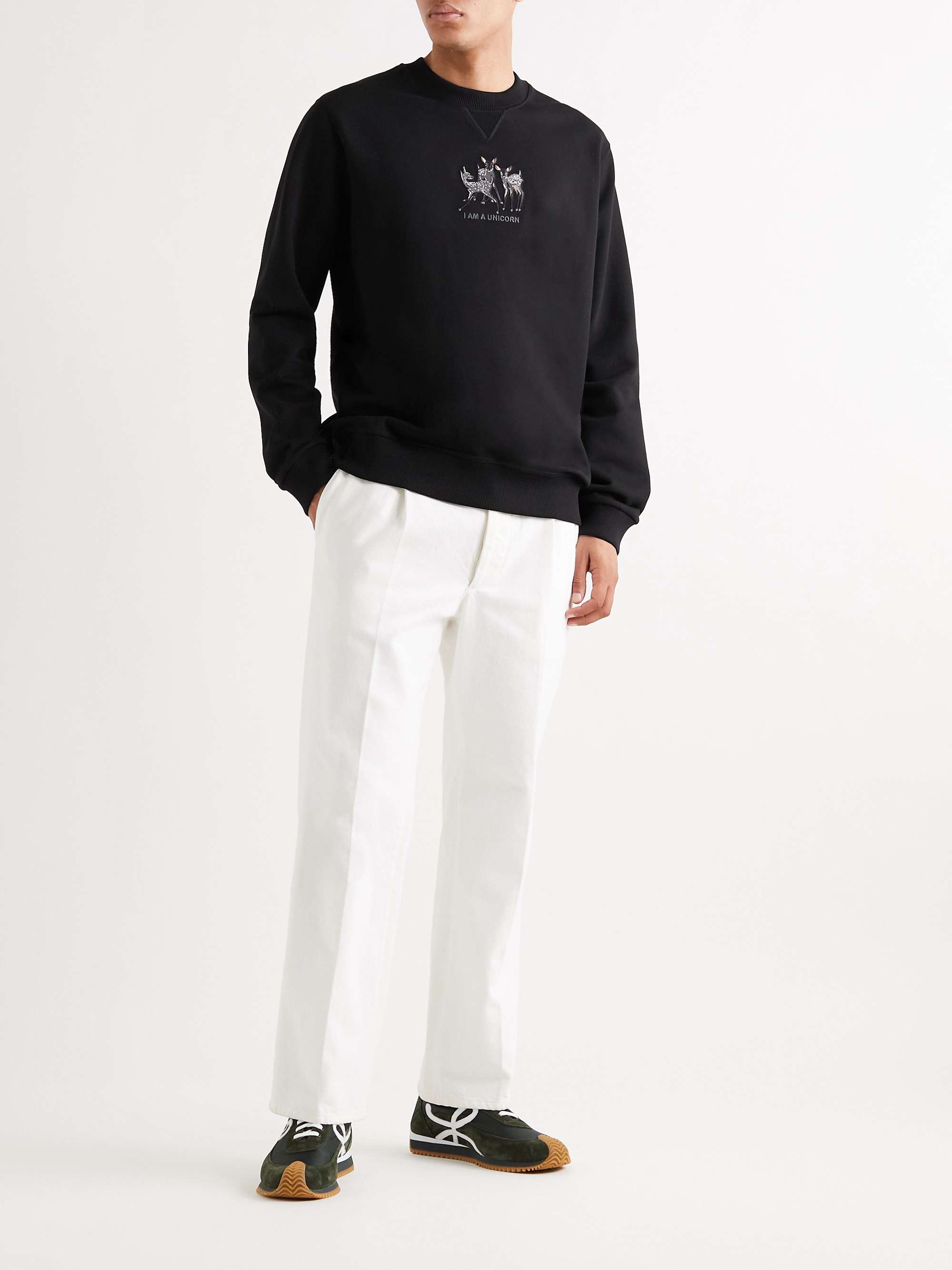 Black Embroidered Cotton-Jersey Sweatshirt | BURBERRY | MR PORTER