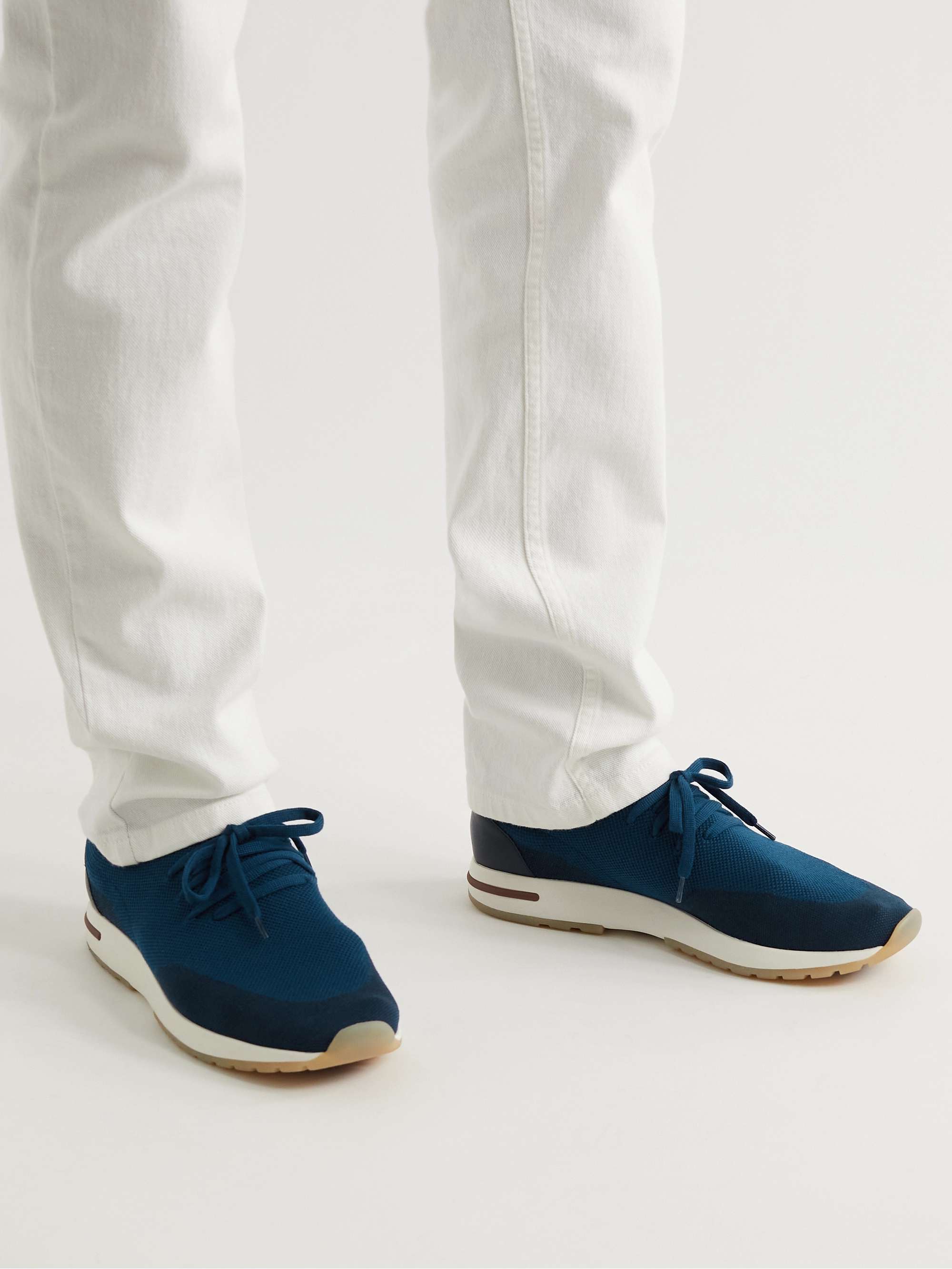 LORO PIANA 360 Flexy Walk Leather-Trimmed Knitted Wool Sneakers | MR PORTER