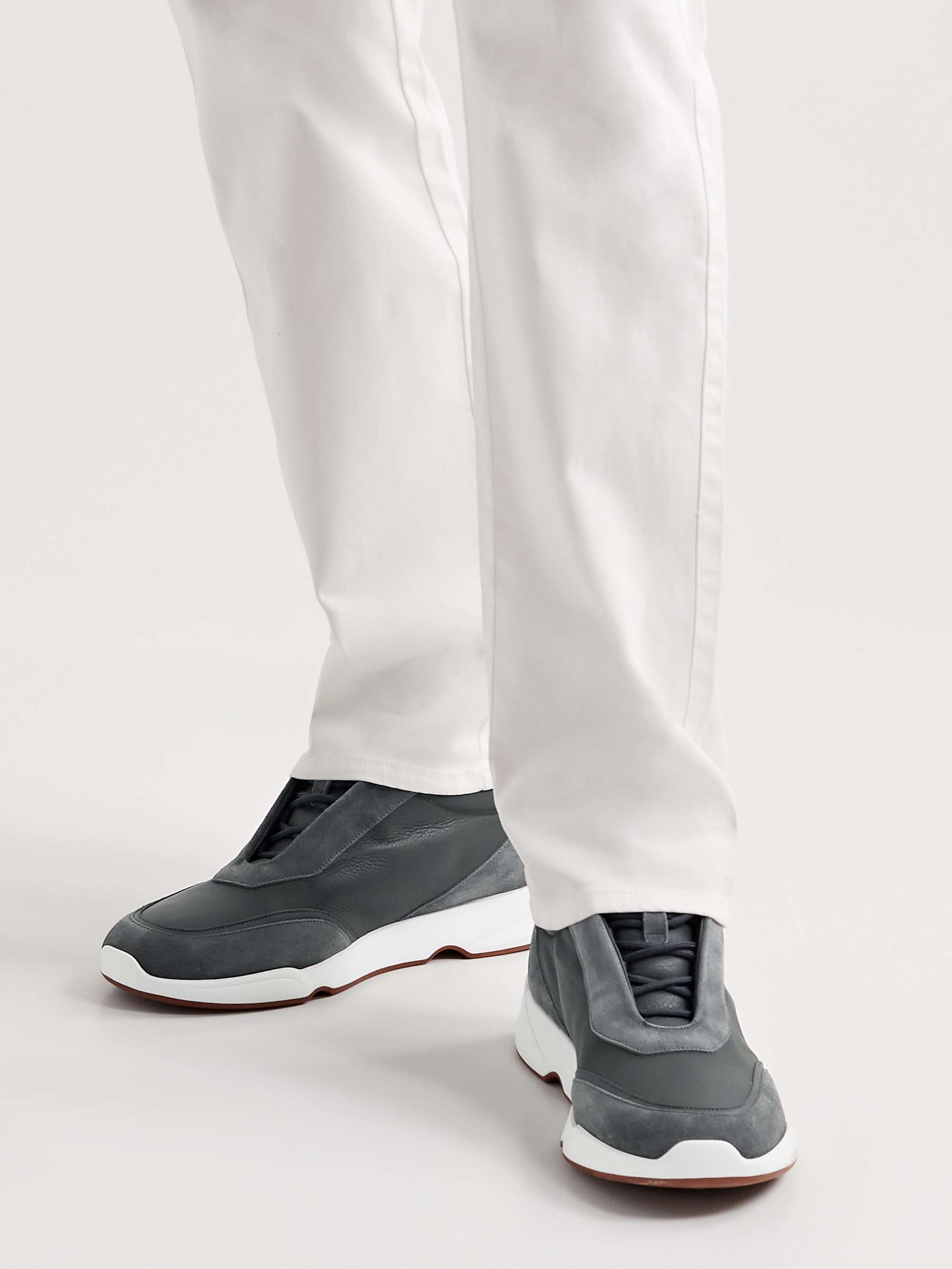 LORO PIANA Modular Walk Leather and Suede Sneakers for Men | MR PORTER