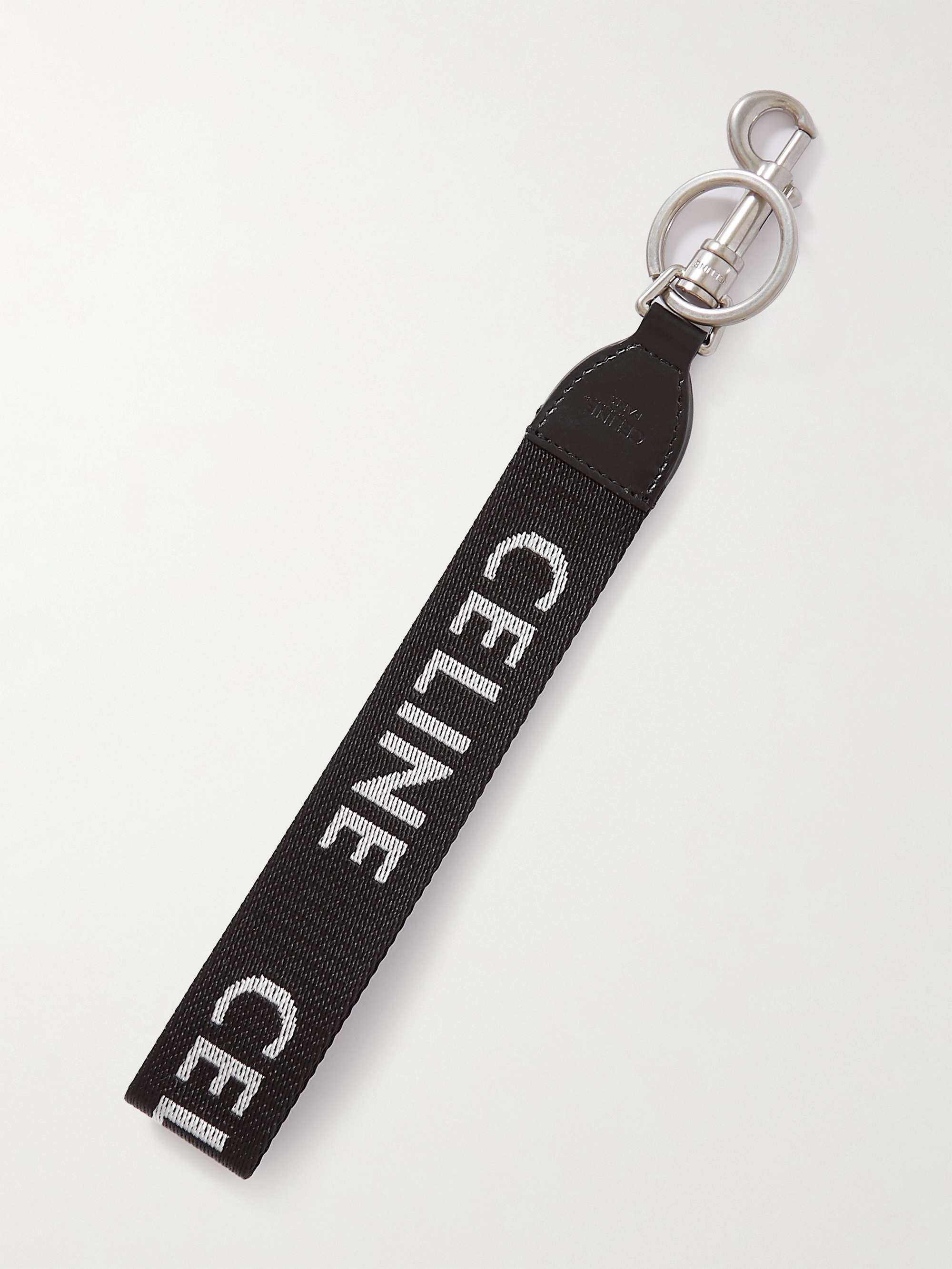 CELINE HOMME Leather-Trimmed Logo-Print Nylon Key Ring for Men