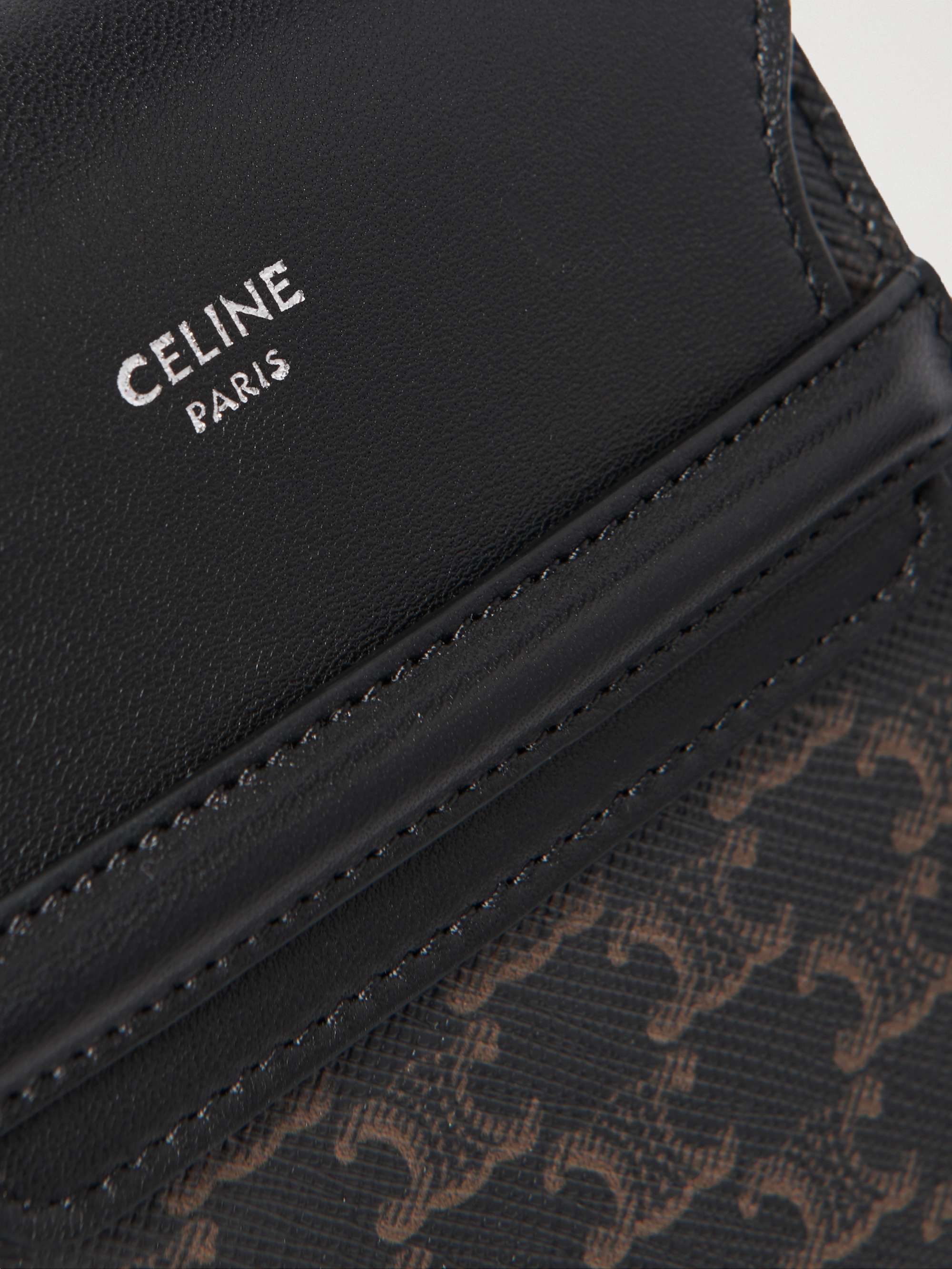 Celine Homme - Men - Triomphe Leather-trimmed logo-print Coated-canvas Phone Pouch Black