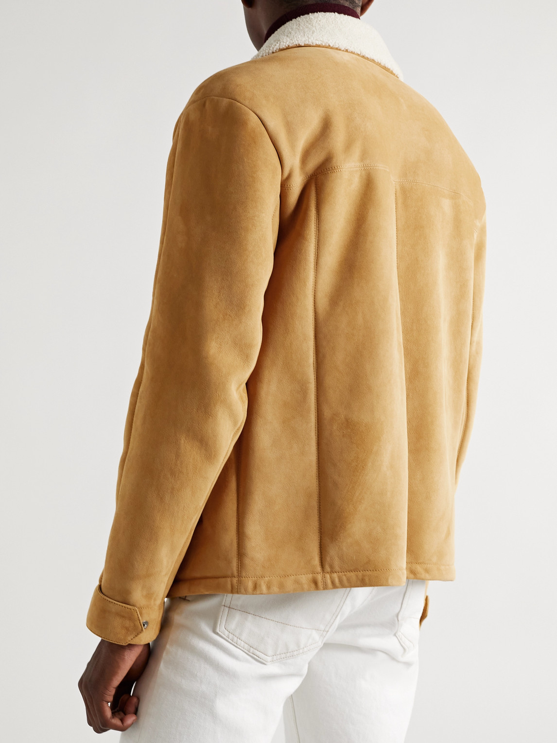 Shop Loro Piana Ravelstone Shearling-lined Suede Jacket In Brown