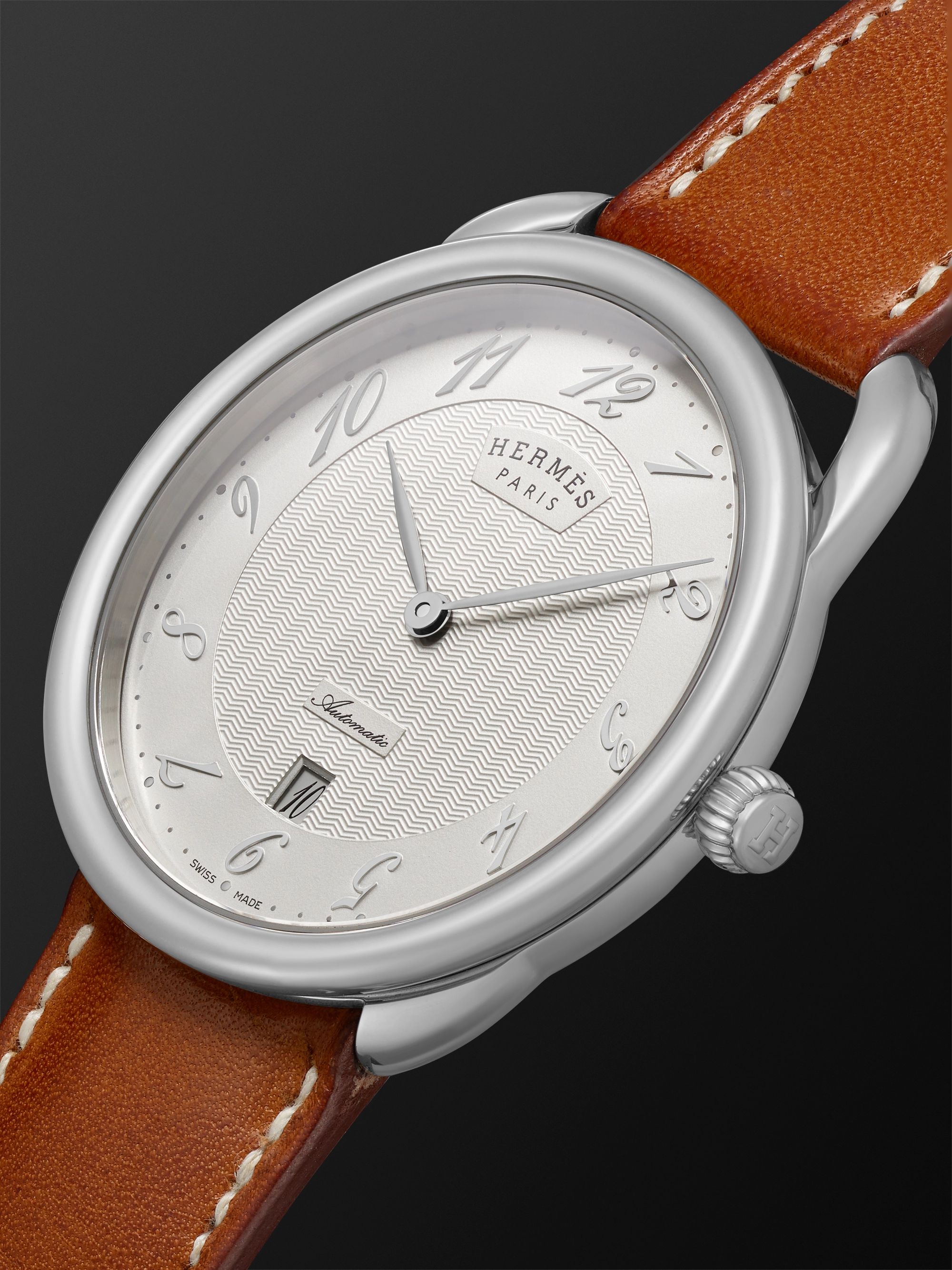 HERMÈS TIMEPIECES Arceau Automatic 40mm Stainless Steel and Leather Watch,  Ref. No. 055473WW00 | MR PORTER