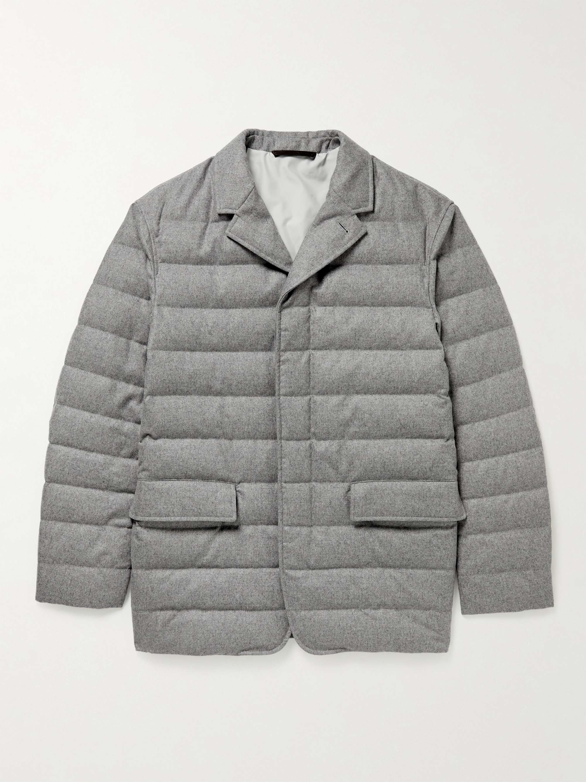 ZEGNA Leather-Trimmed Quilted Cashmere-Blend Down Jacket | MR PORTER