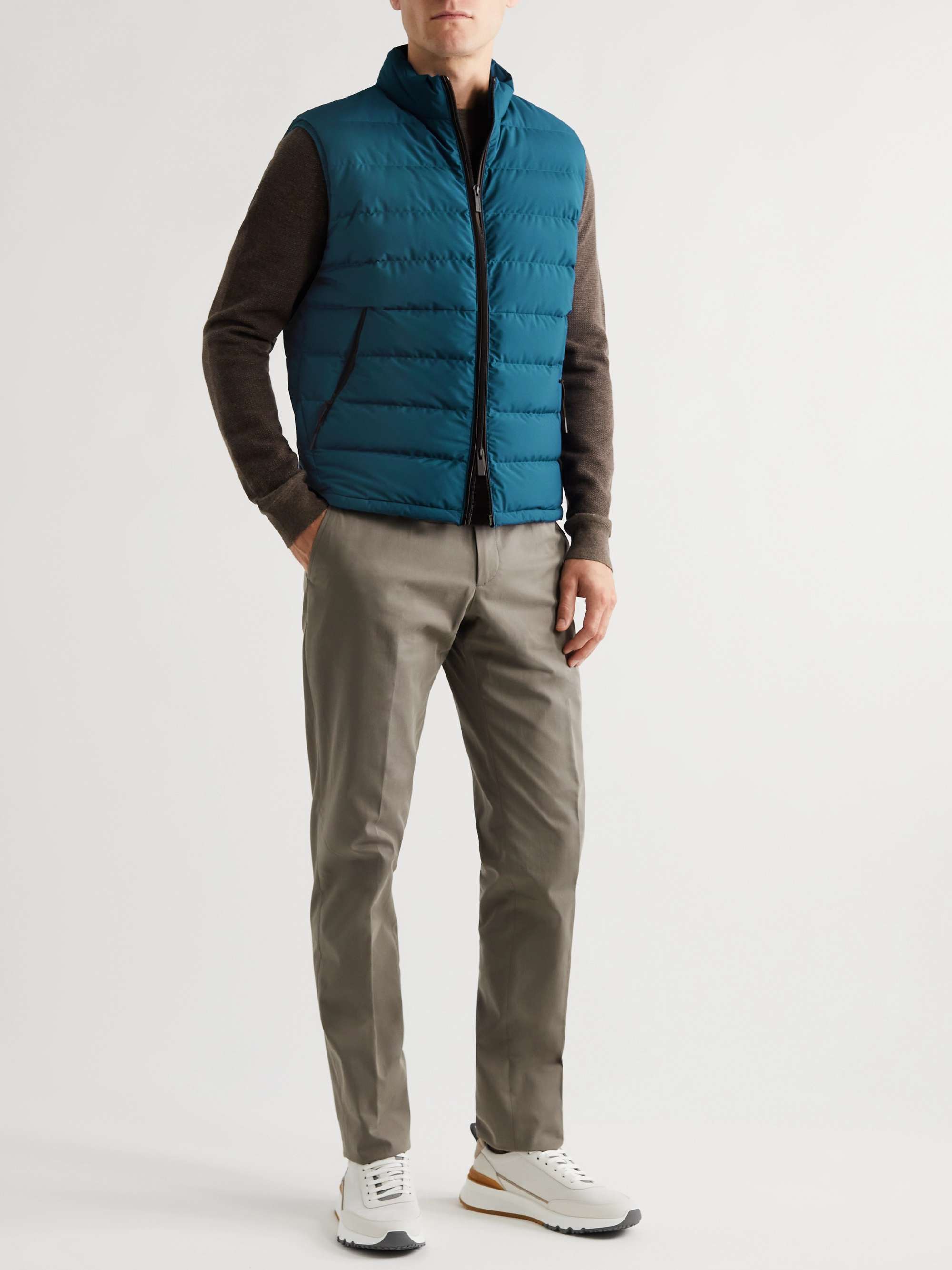 ZEGNA Stratos Slim-Fit Suede-Trimmed Quilted Shell Down Gilet | MR PORTER