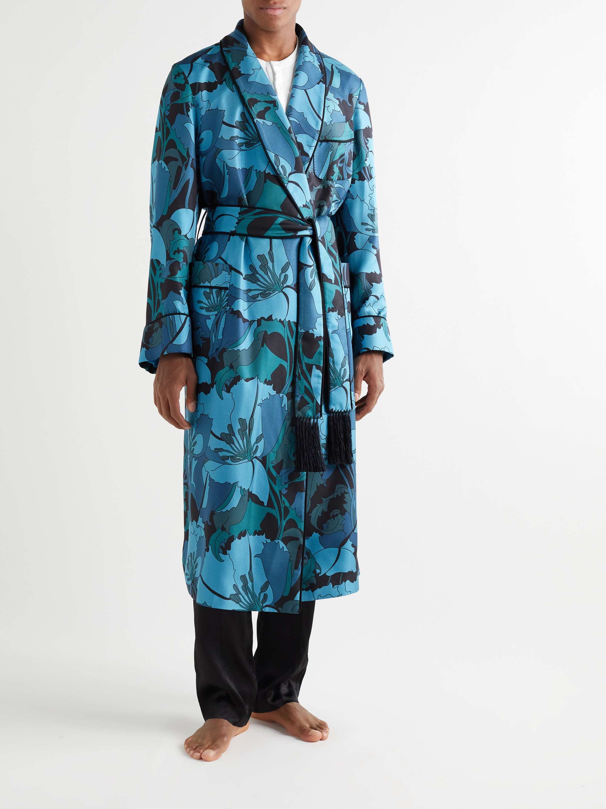 TOM FORD Tasselled Piped Floral-Print Silk-Twill Robe for Men | MR PORTER