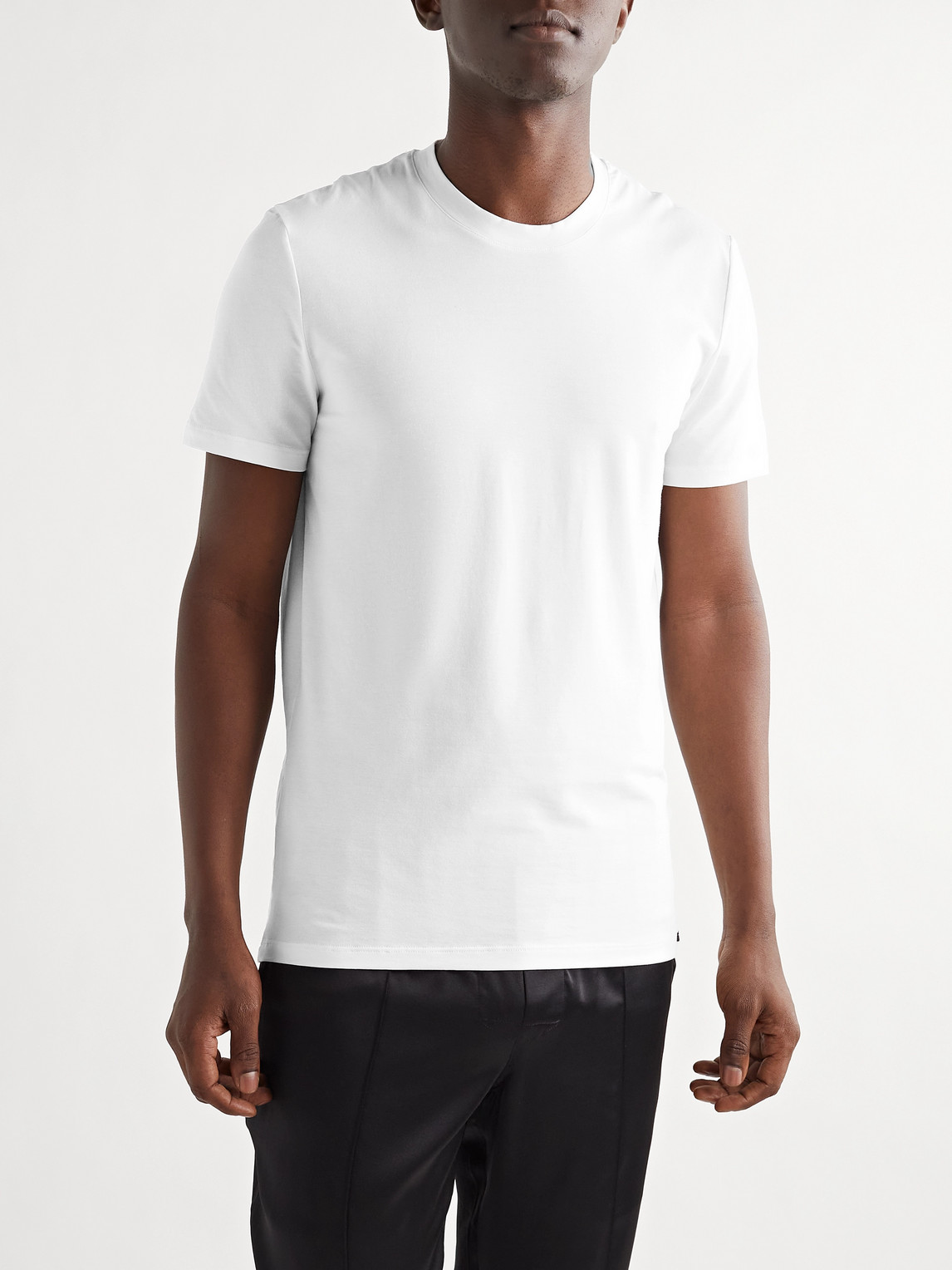 Shop Tom Ford Stretch Cotton And Modal-blend T-shirt In White