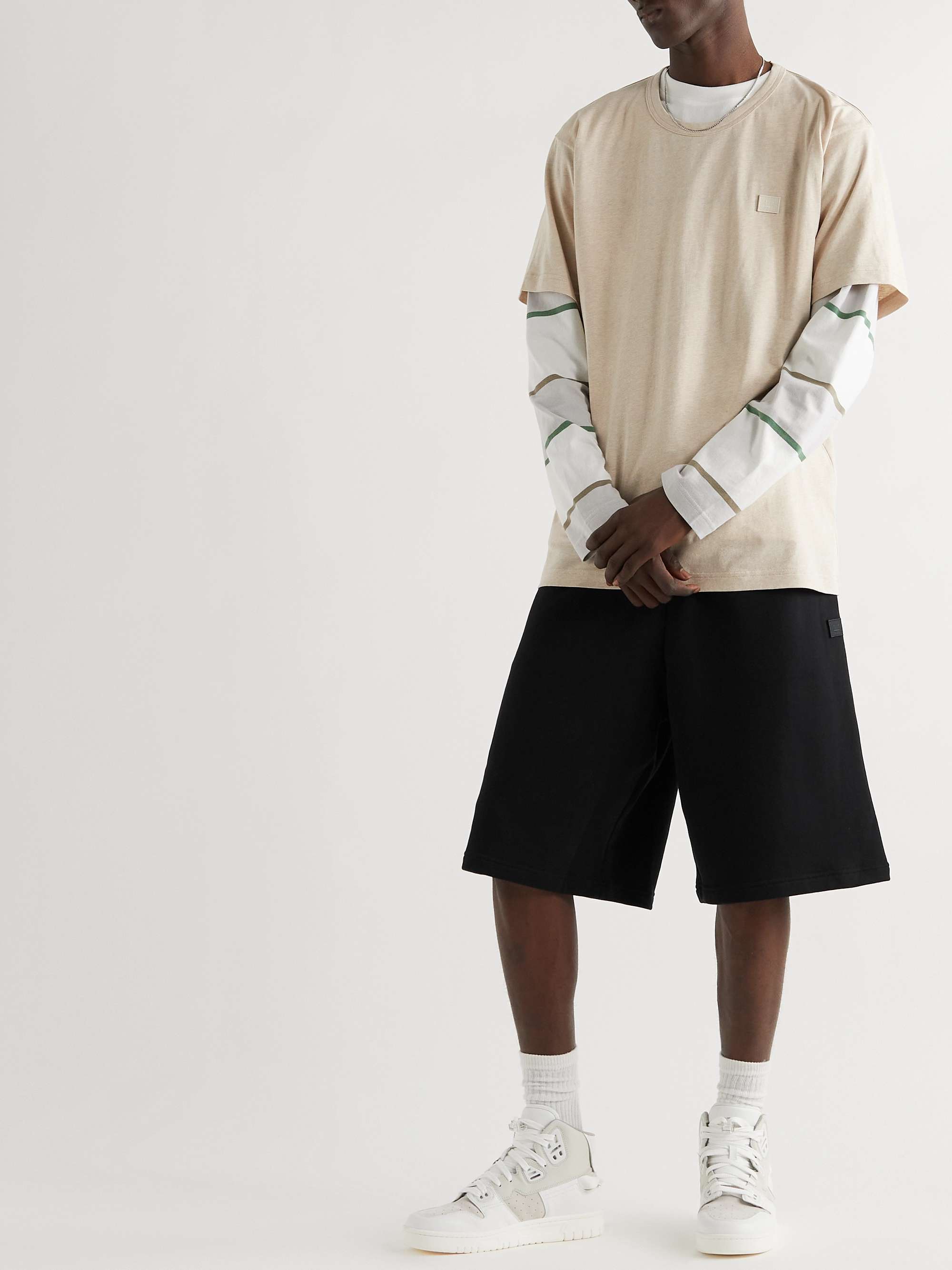 ACNE STUDIOS Wide-Leg Logo-Appliquéd Cotton-Jersey Drawstring Shorts for  Men | MR PORTER