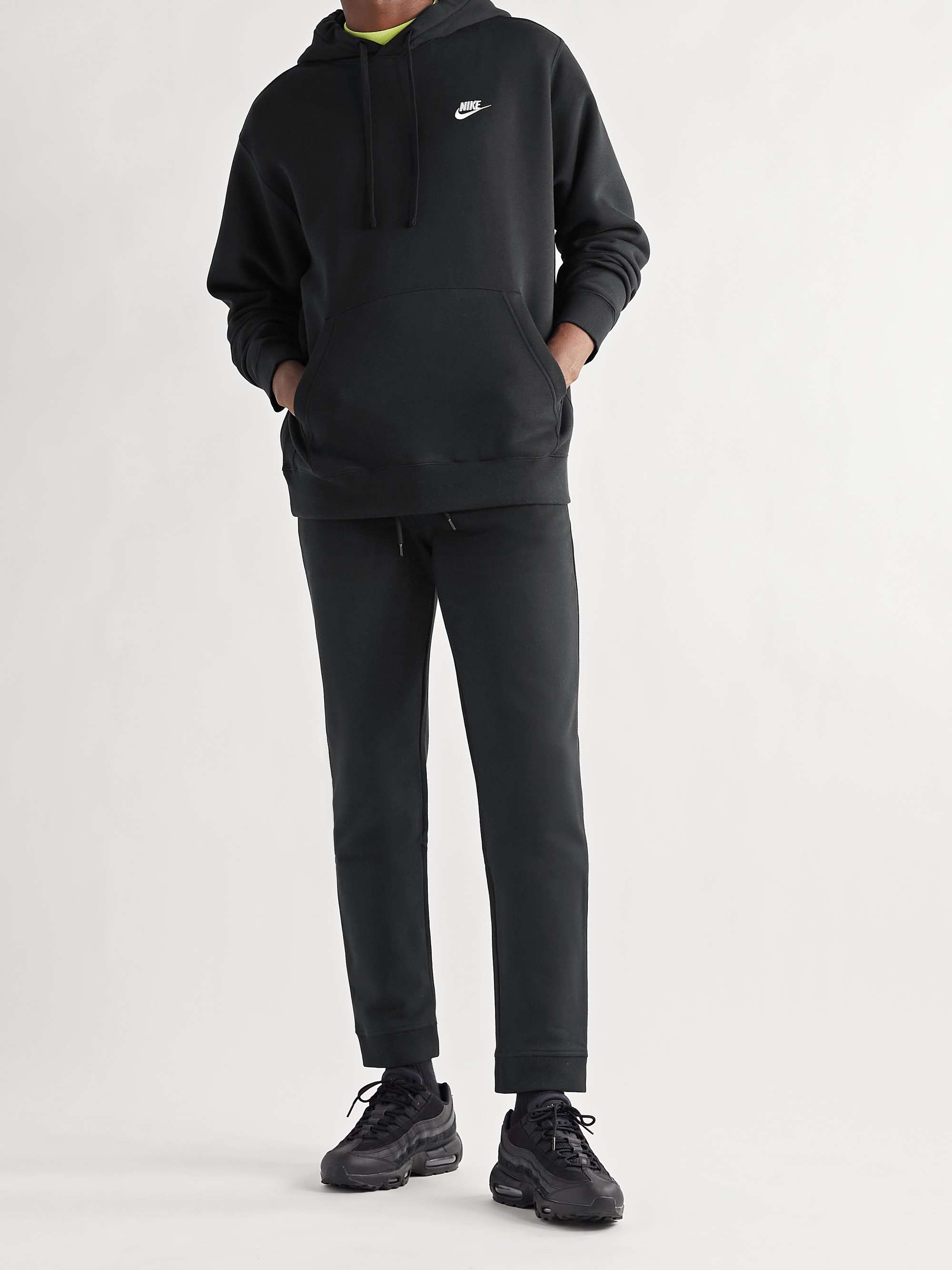 Black Sportswear Club Logo-Embroidered Cotton-Blend Jersey Hoodie | NIKE |  MR PORTER
