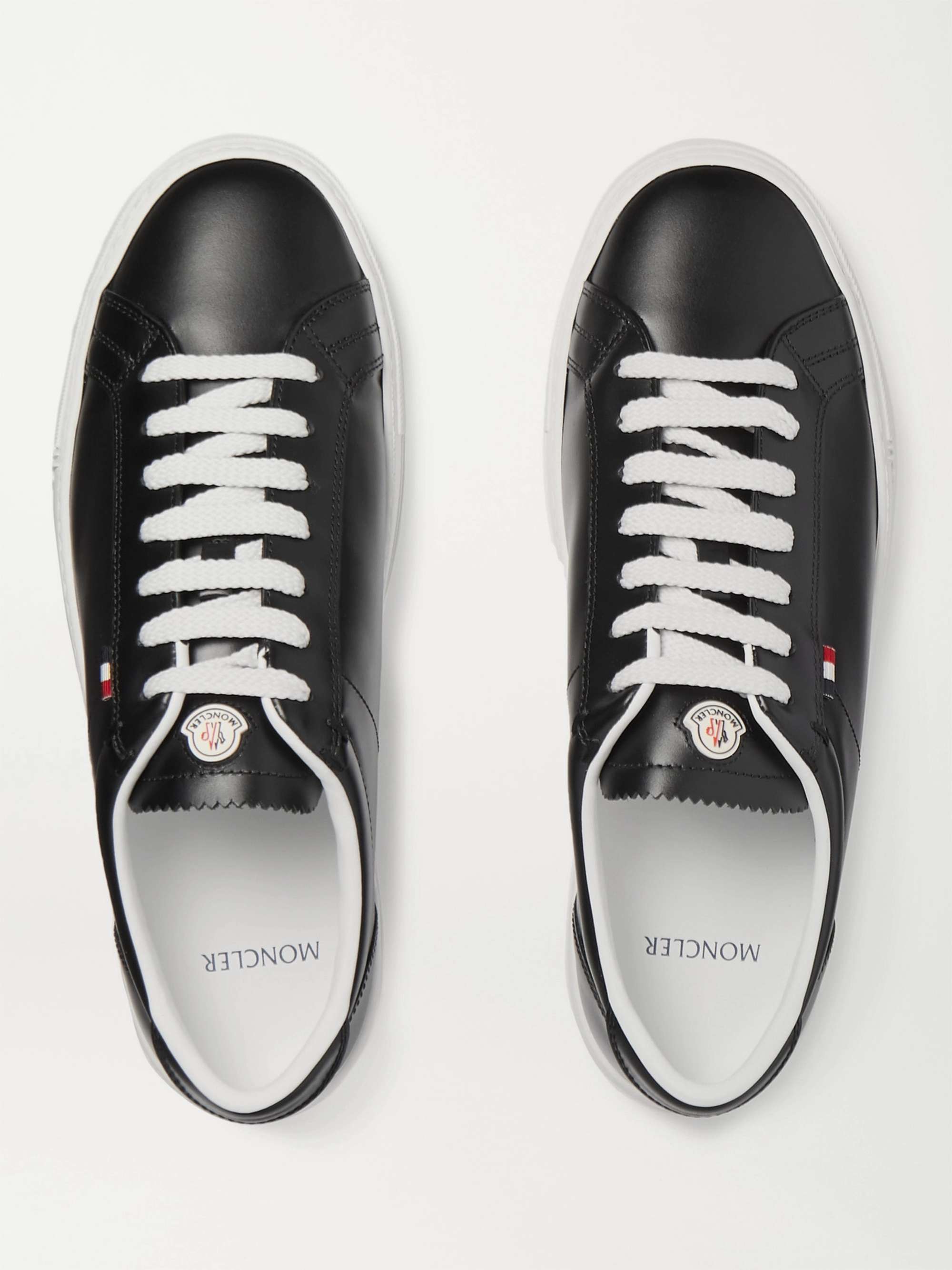 Black Monaco Leather Sneakers | MONCLER | MR PORTER