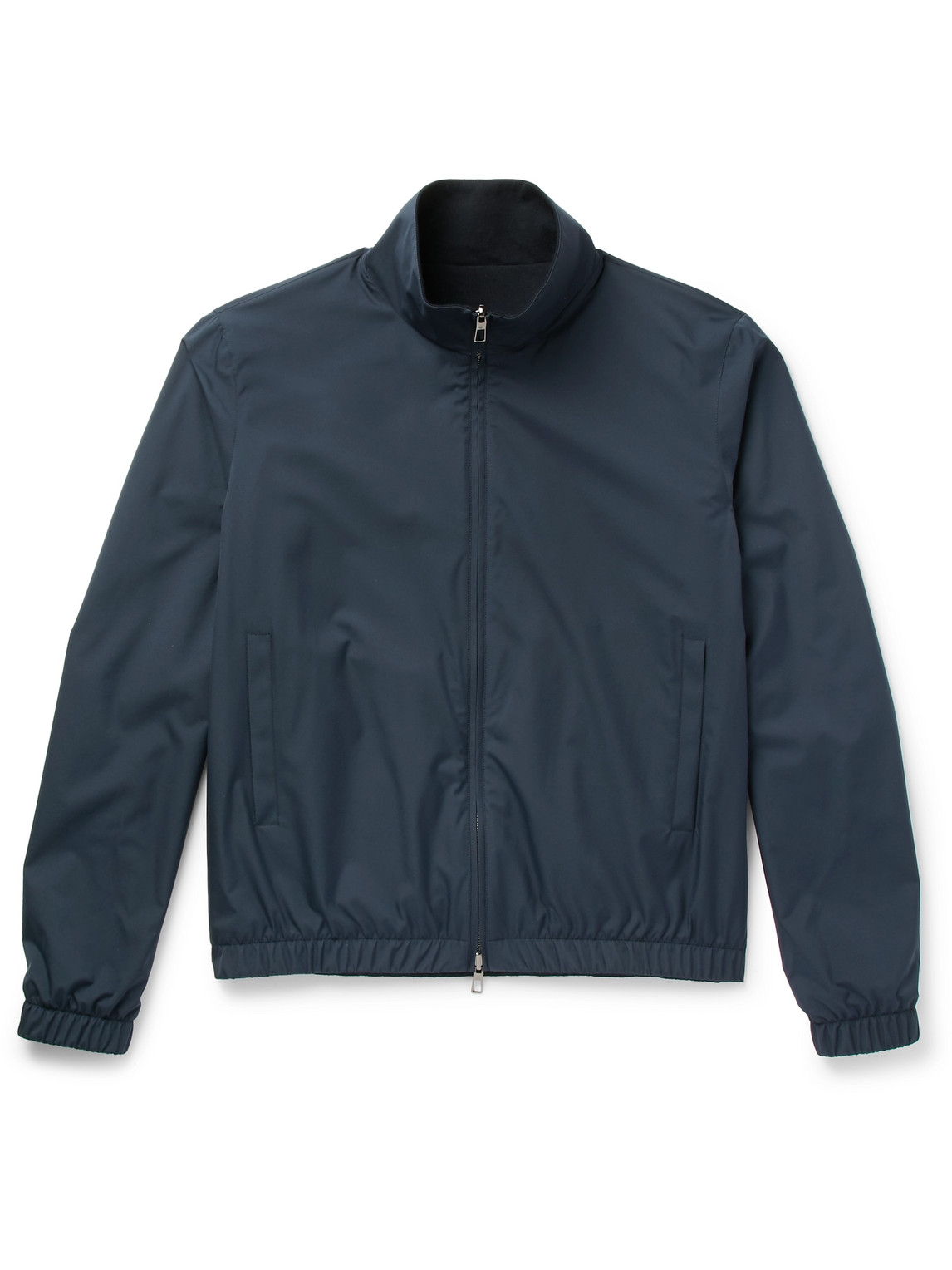 Loro Piana Reversible Windmate Storm System Shell And Cashmere Bomber Jacket In Blue