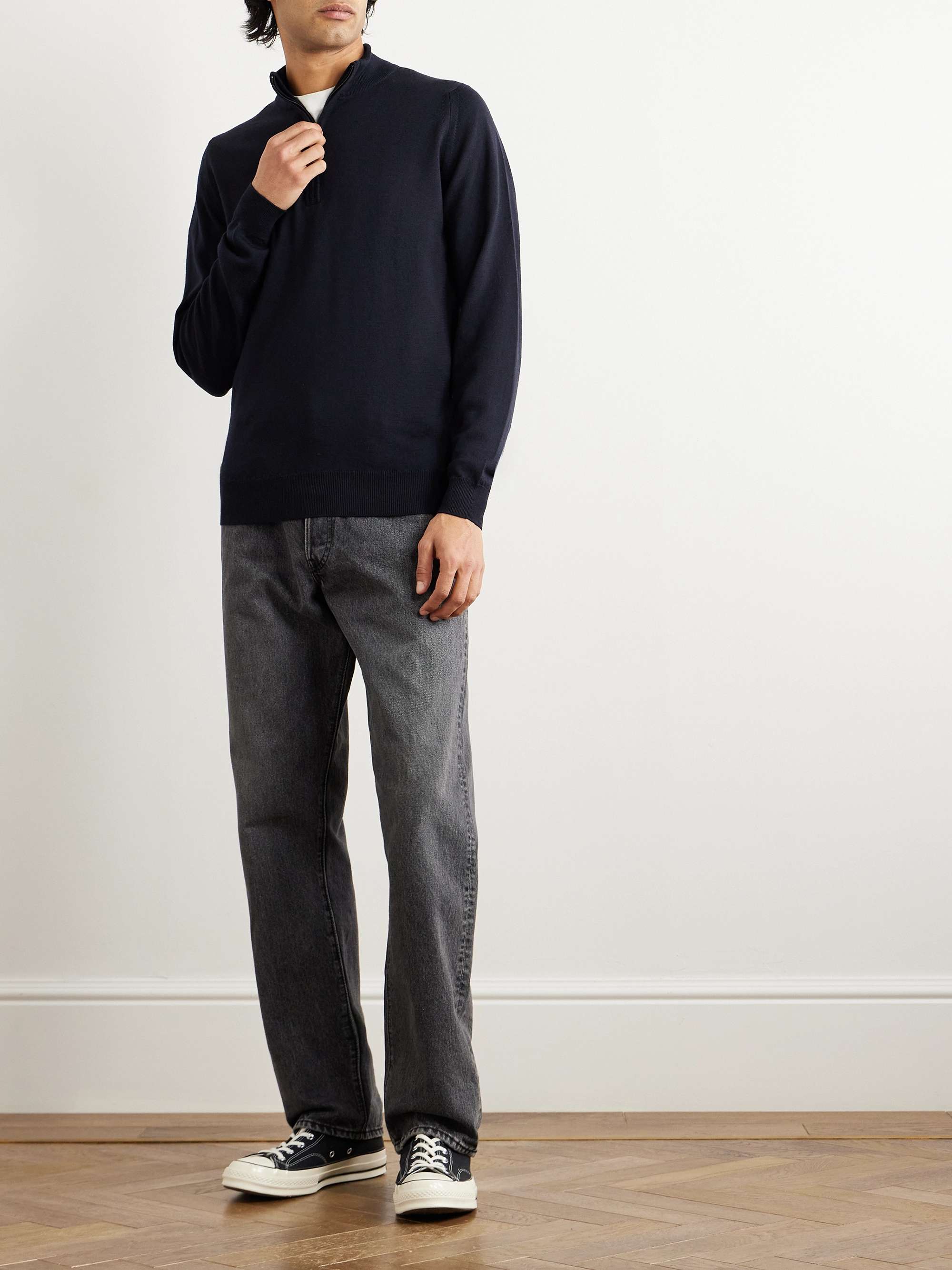 JOHN SMEDLEY Tapton Slim-Fit Merino Wool Half-Zip Sweater | MR PORTER