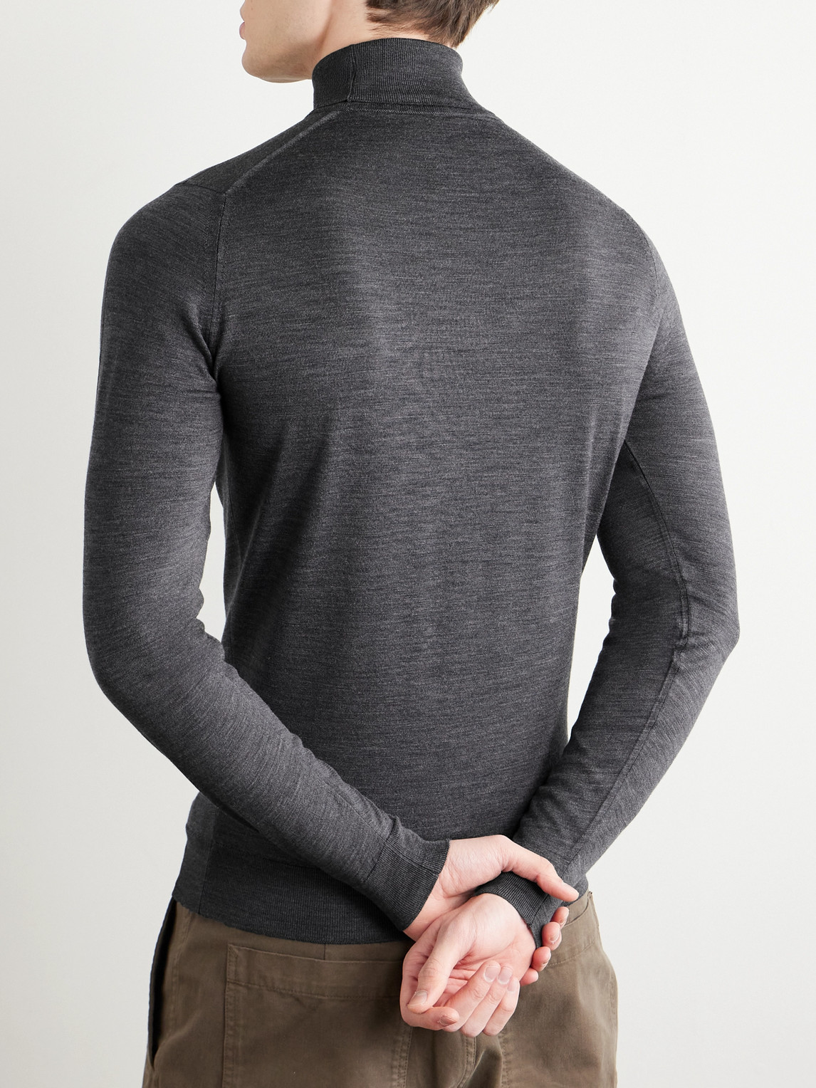 Shop John Smedley Cherwell Slim-fit Merino Wool Rollneck Sweater In Gray
