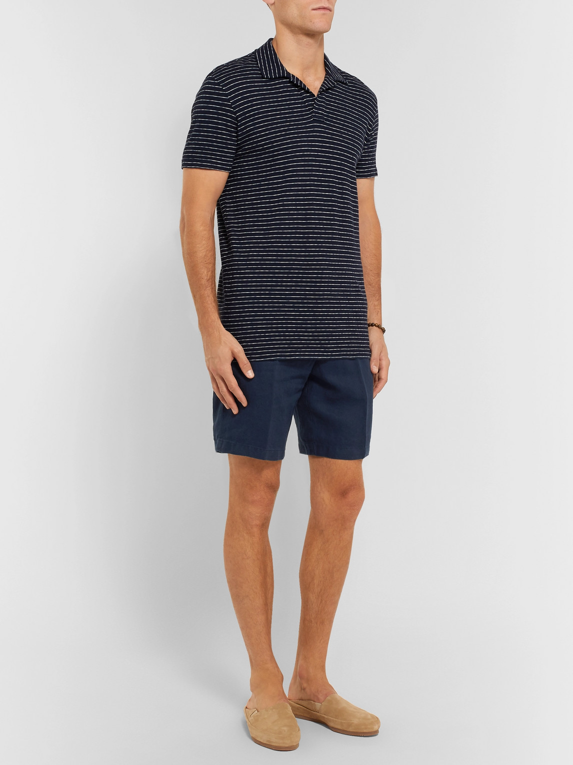 Shop Orlebar Brown Norwich Slim-fit Linen Shorts In Blue