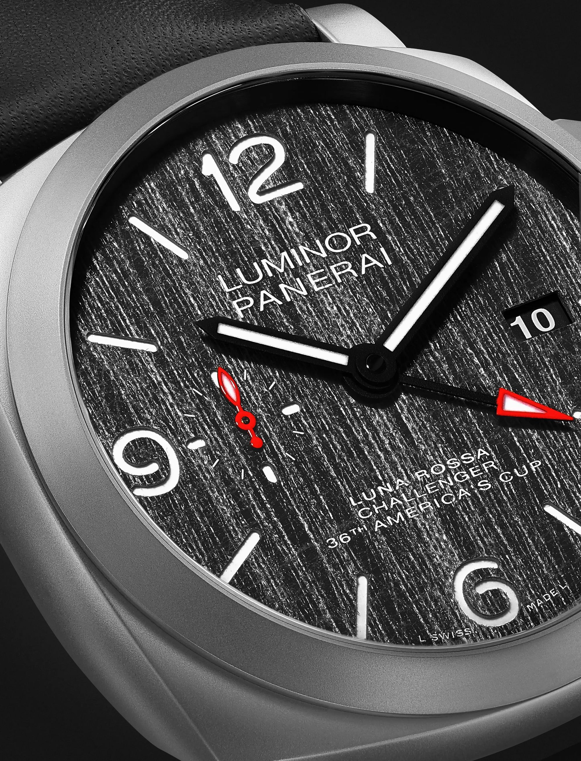 PANERAI Luminor Luna Rossa GMT Automatic 44mm Titanium and Leather Watch, Ref. No. PAM01036