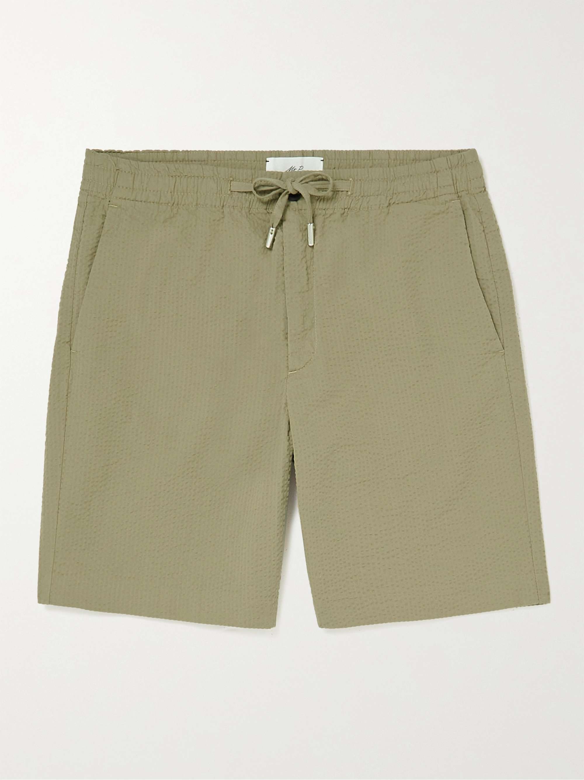 MR P. Straight-Leg Organic Cotton-Seersucker Drawstring Shorts for Men ...