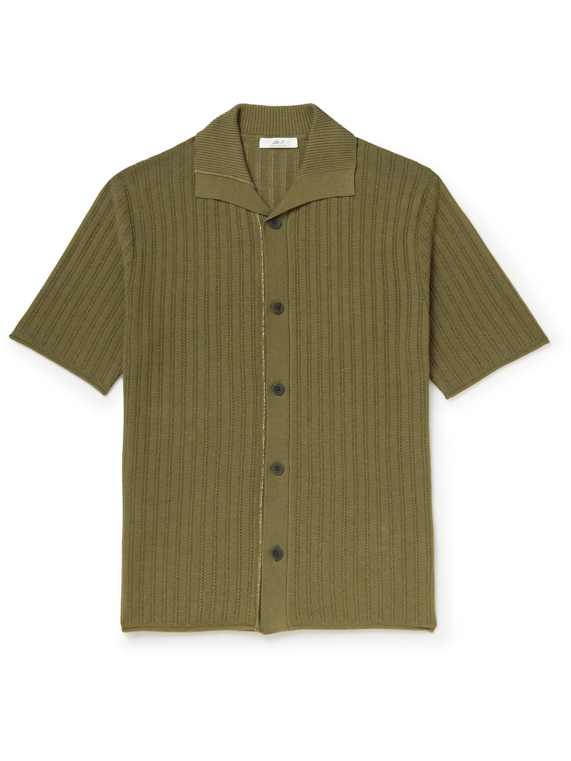 Mr P Open-knit Cotton And Lyocell-blend Shirt In Green