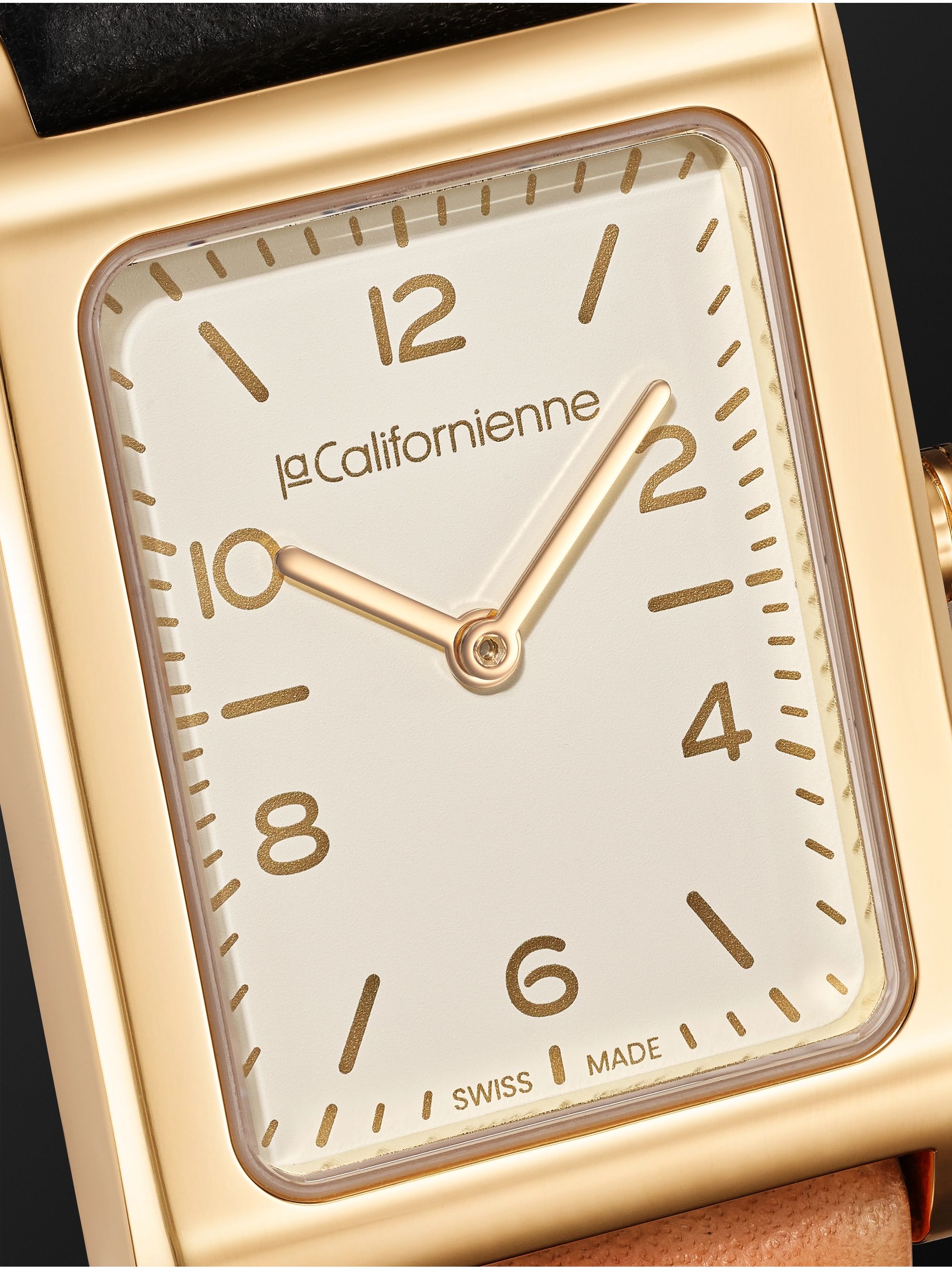 LA CALIFORNIENNE Daybreak 24mm Gold-Plated and Leather Watch, Ref. No. YG DB-05 Half n Half