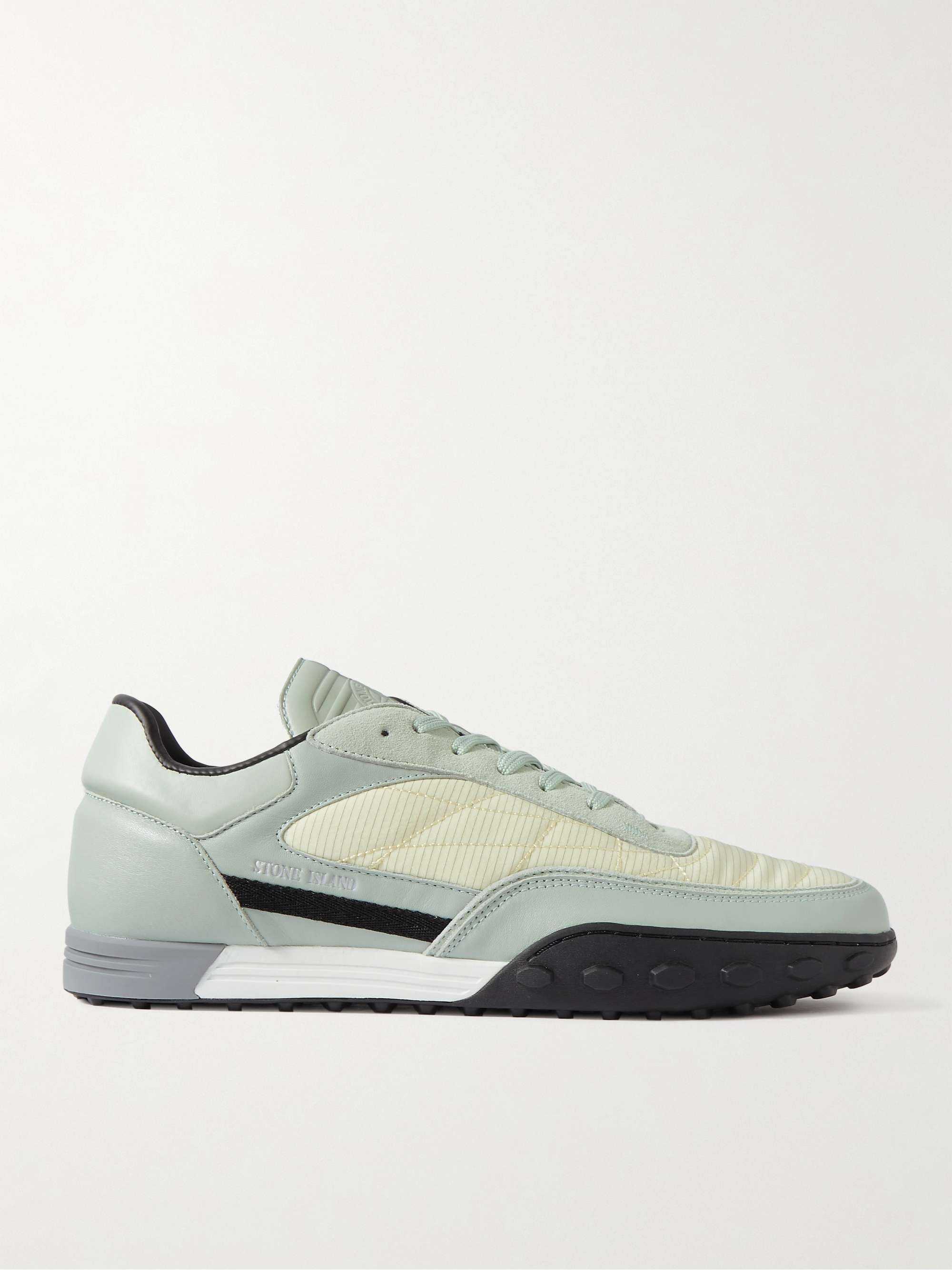 STONE ISLAND Football Leather, Suede and Canvas Sneakers for Men | MR PORTER