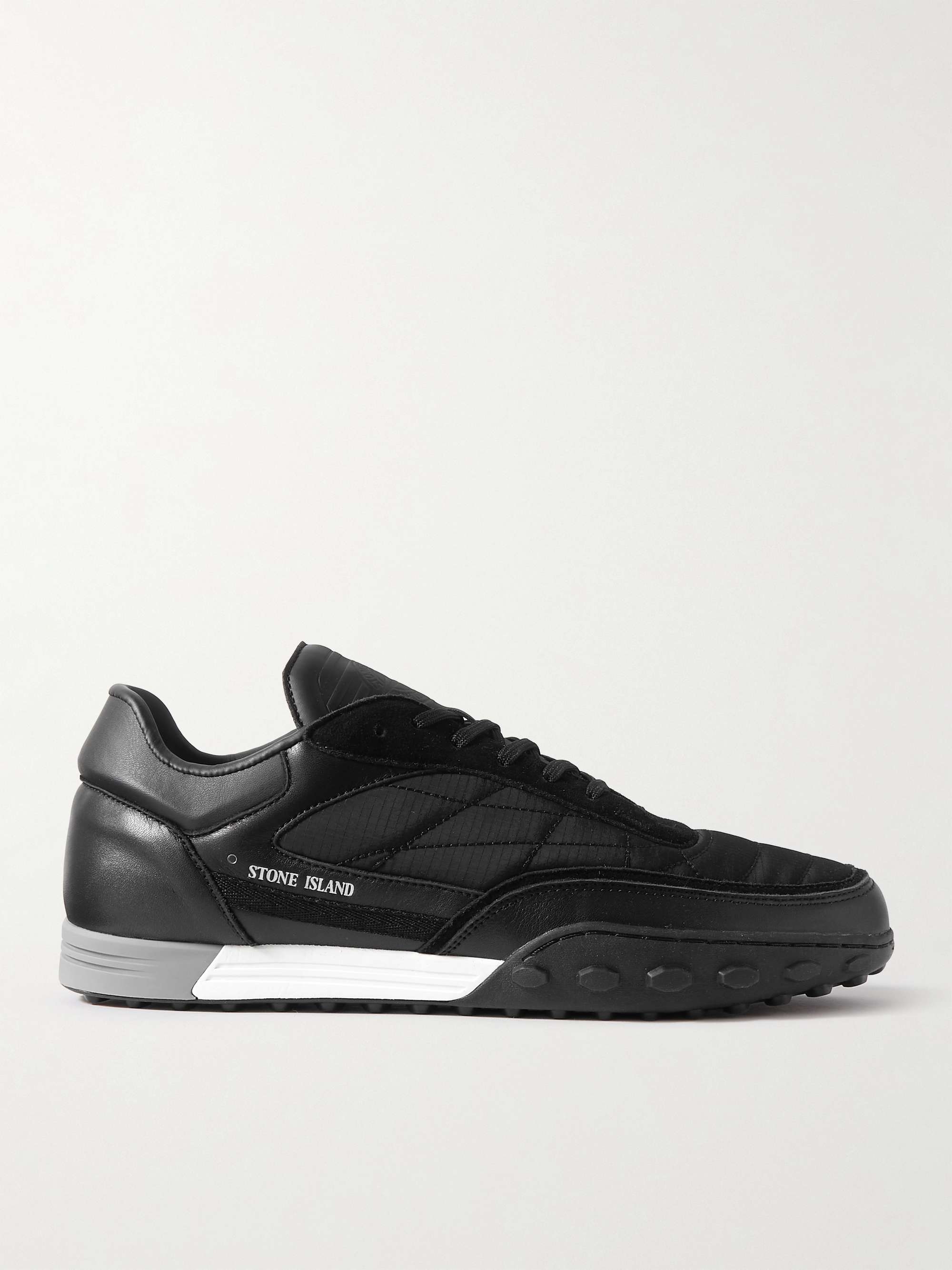 STONE ISLAND Football Leather, Suede and Canvas Sneakers for Men | MR PORTER
